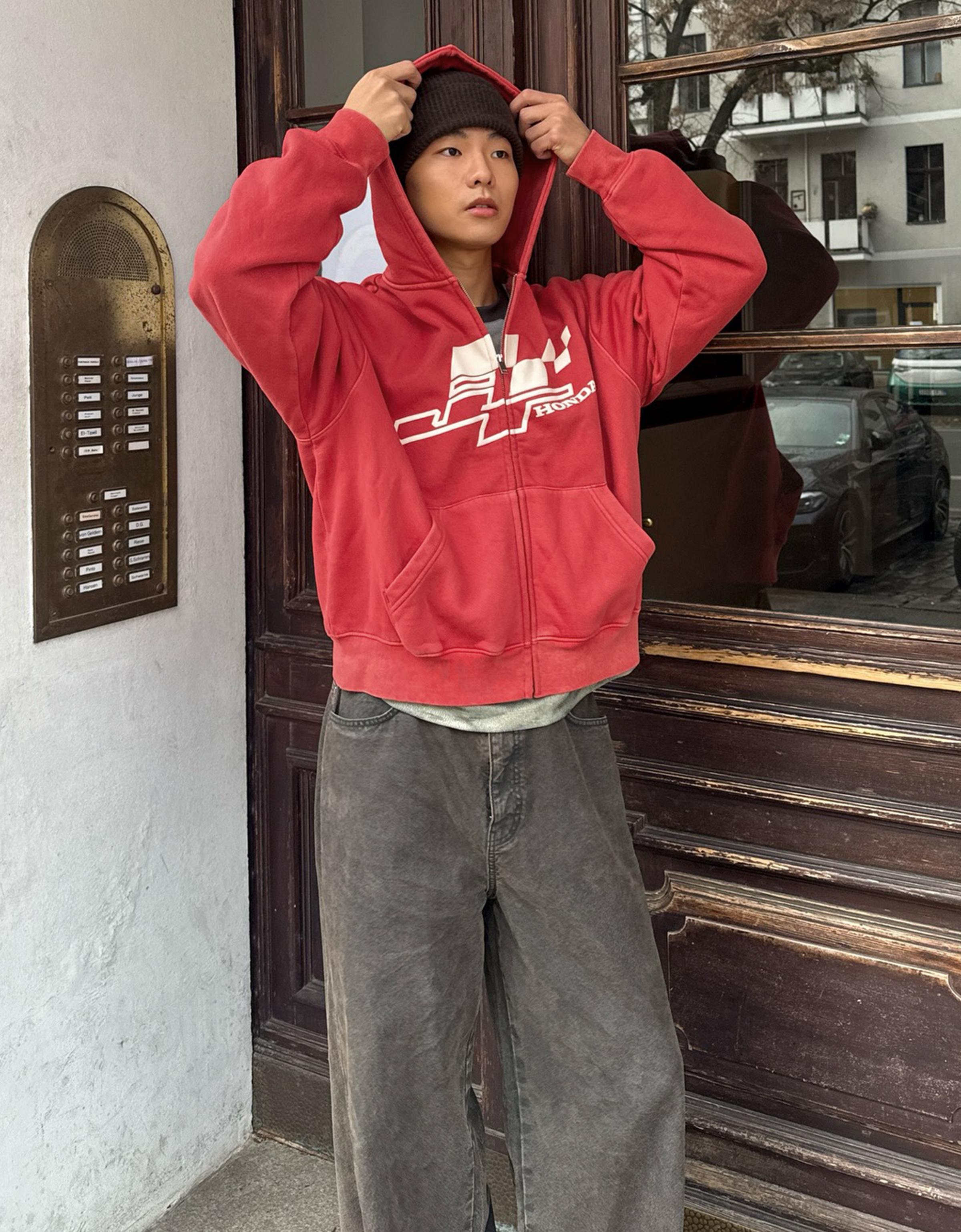 Bershka Sweatshirt Mit Reißverschluss Jt Racing Honda Kapuze Print Herren S 0-996