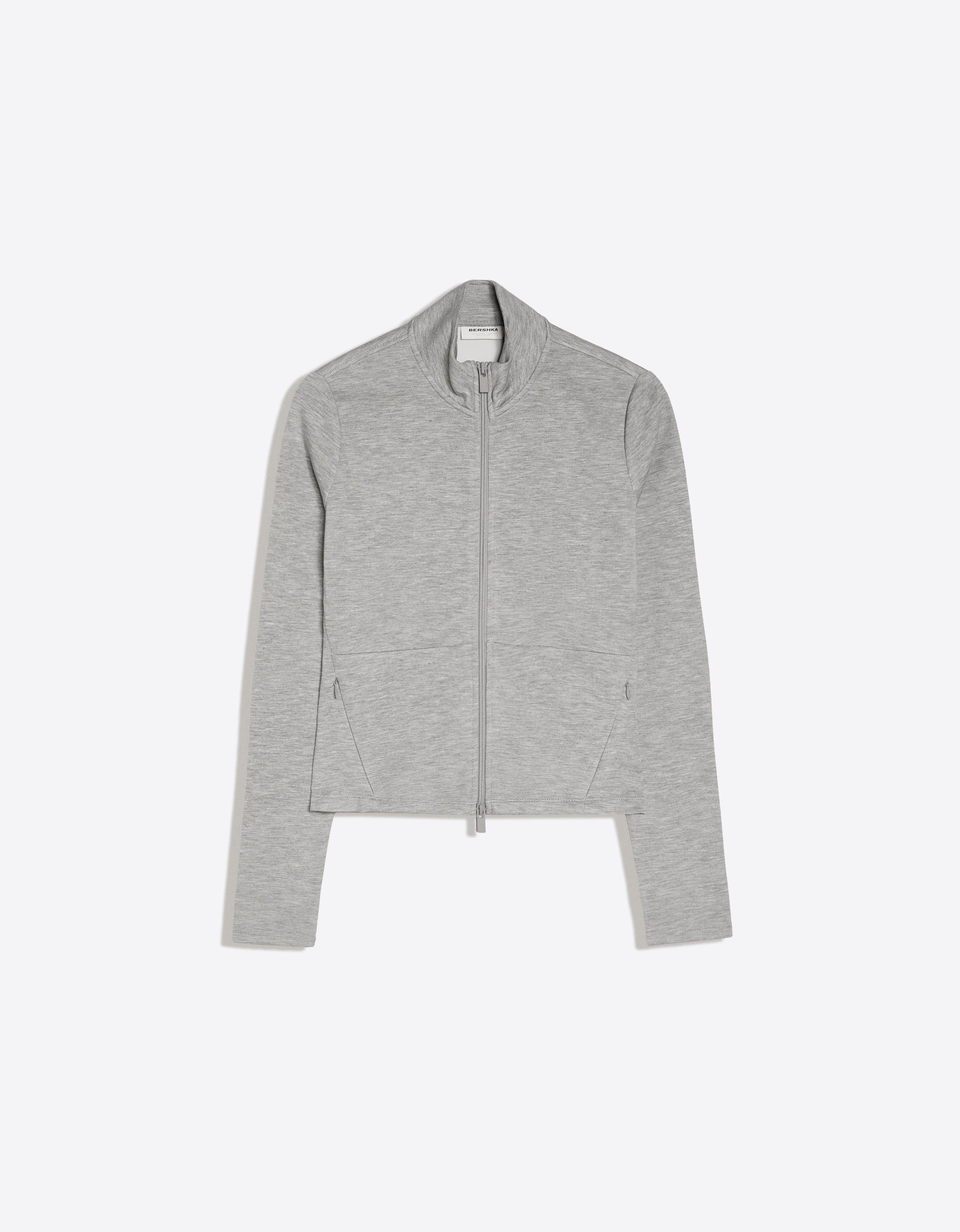 Ribbed zip jacket — Grey