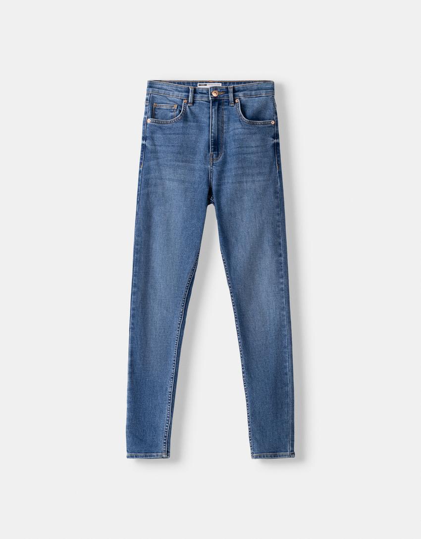 Jeans taille très haute skinny-Bleu lavé-4