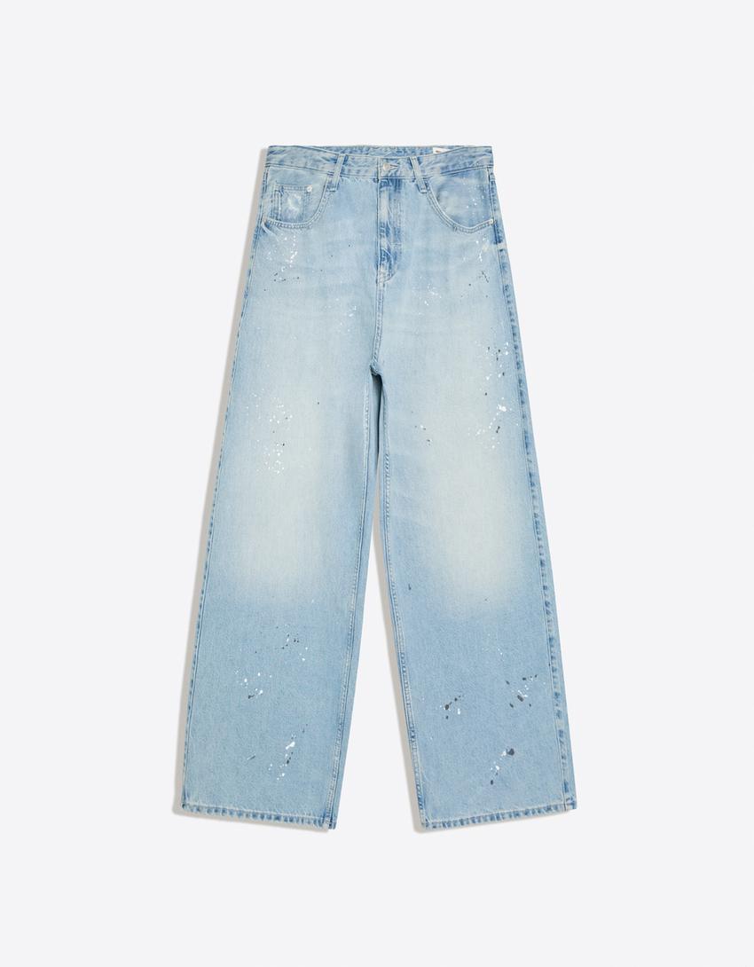 Jeans super baggy fit-Azzurro Lavato