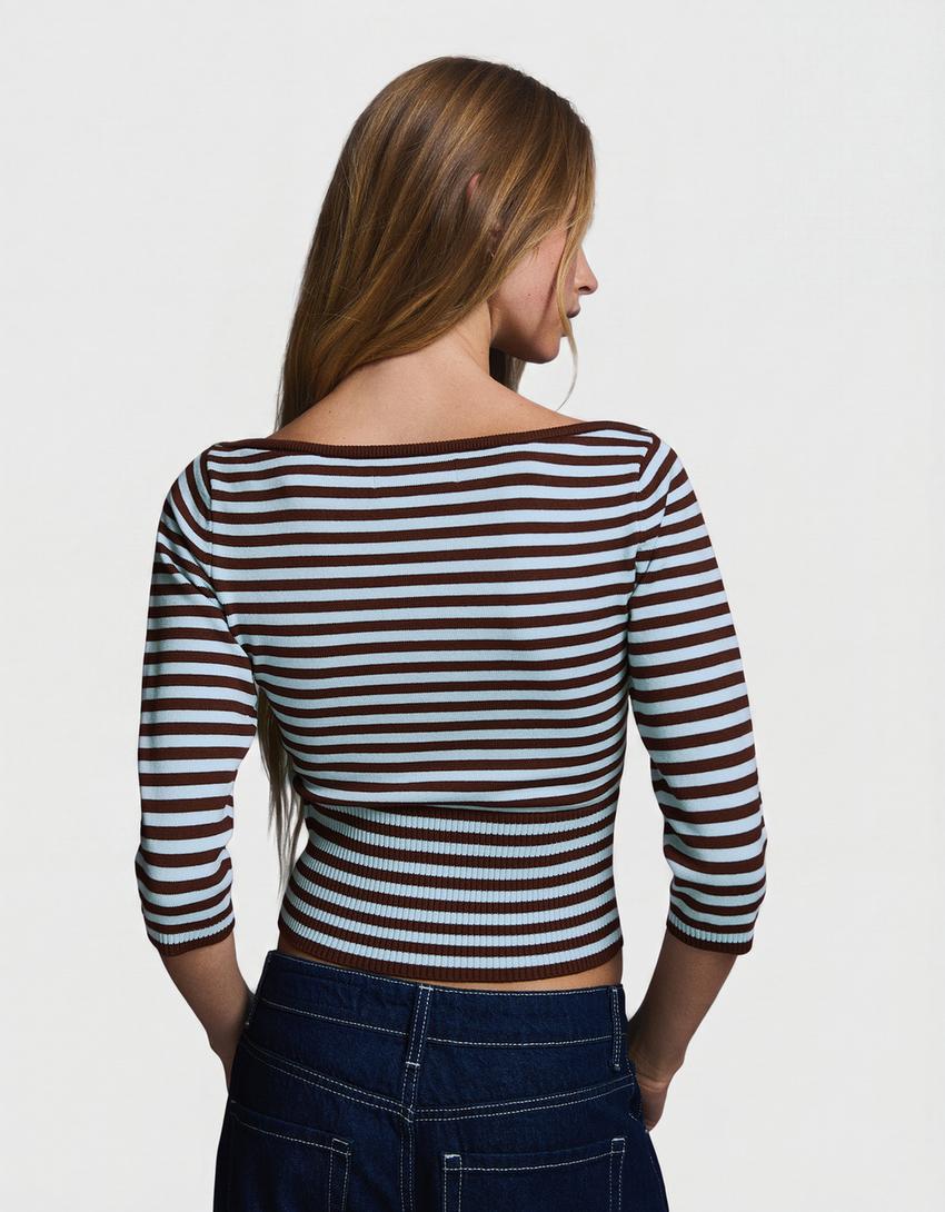 Boat neck jumper-Brown