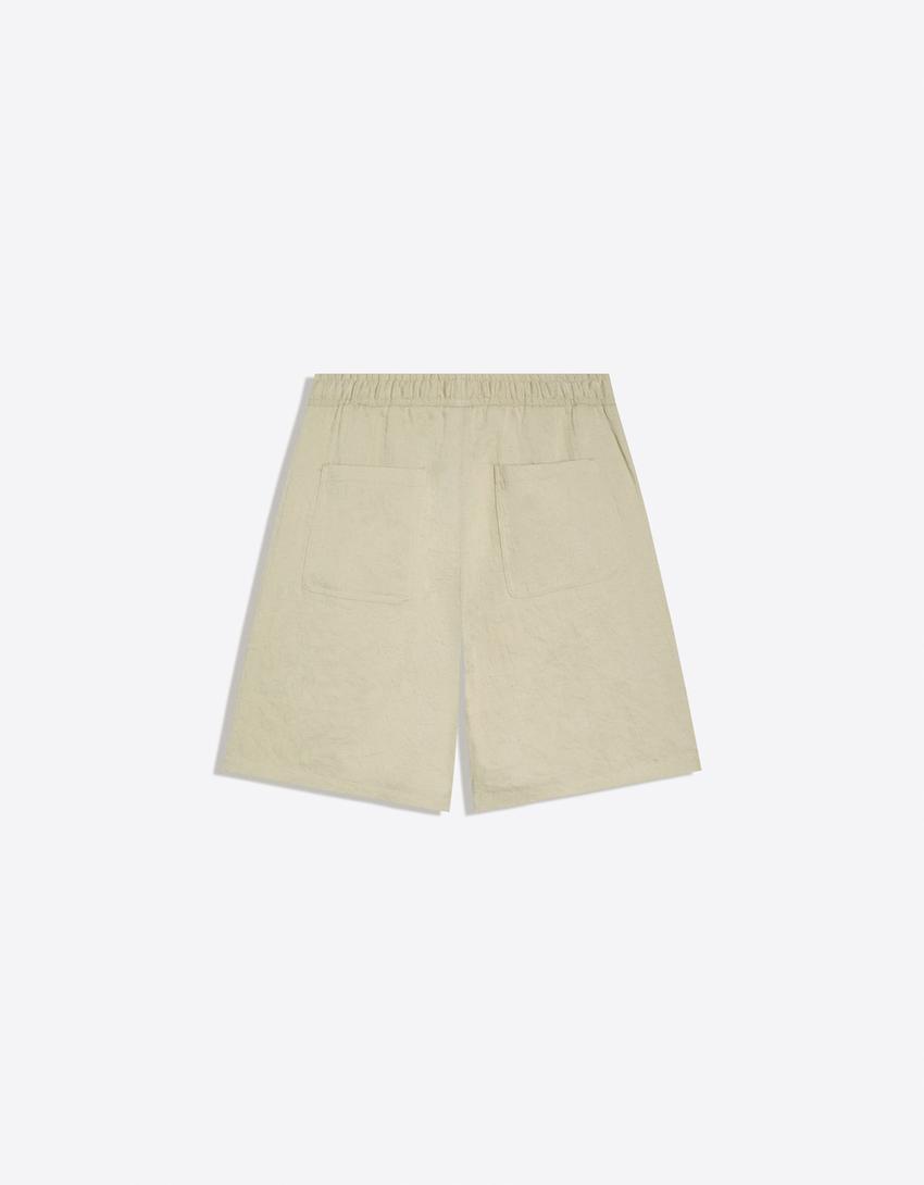 Rustic jogger Bermuda shorts-Green
