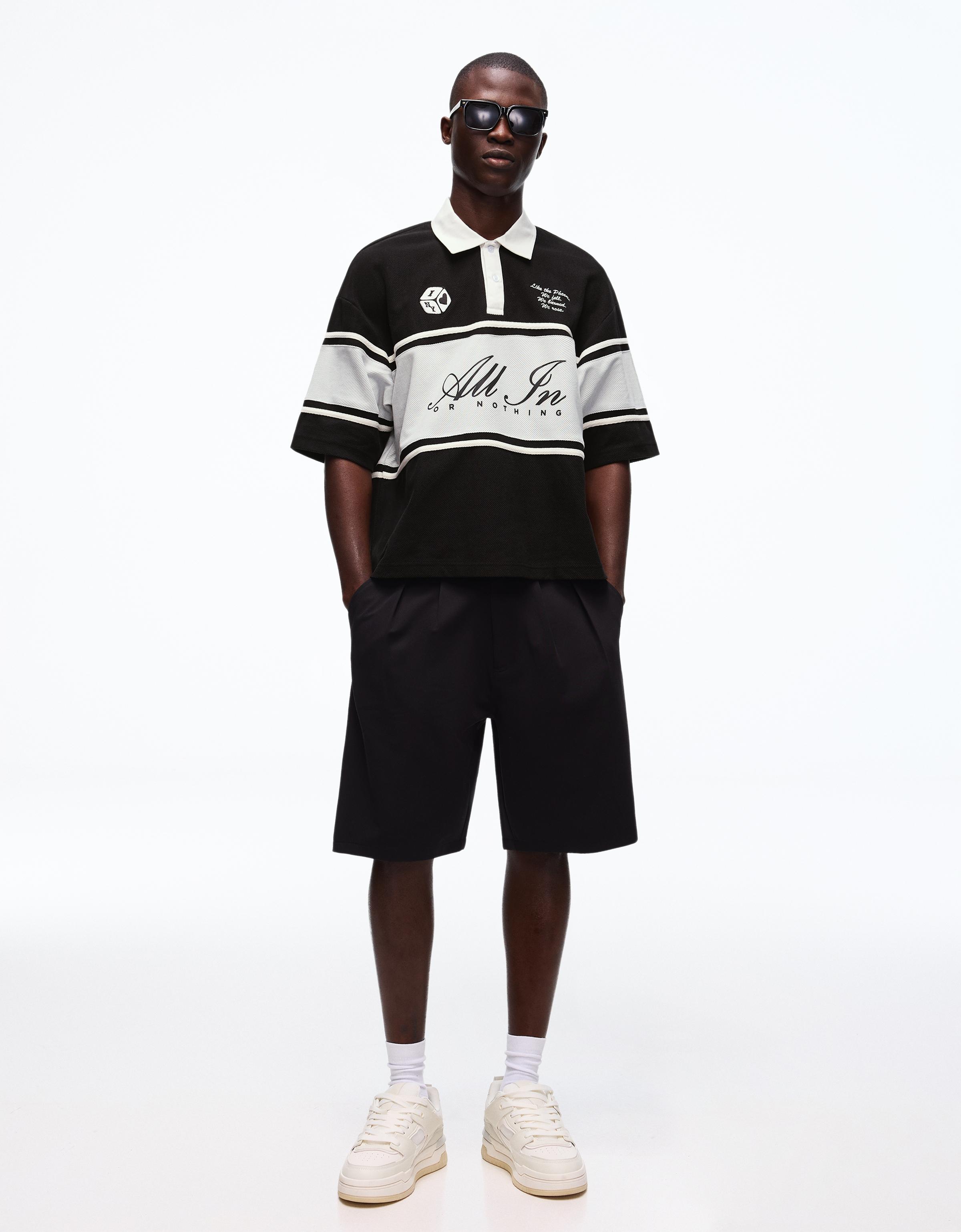 Boxy fit kısa kollu polo yaka tişört - Görsel 18