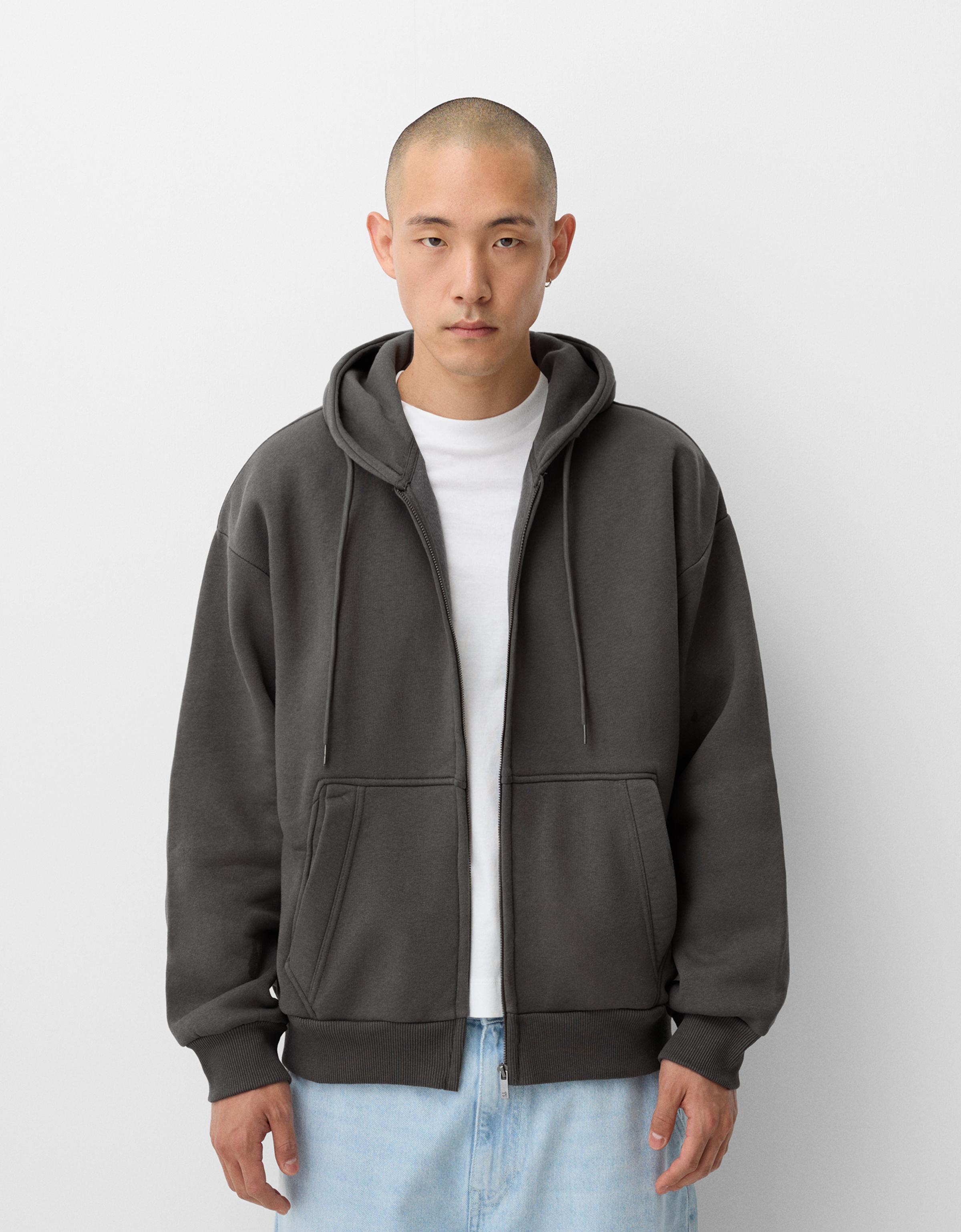 Bershka Sweatshirt Mit Reißverschluss Herren Xs Grau