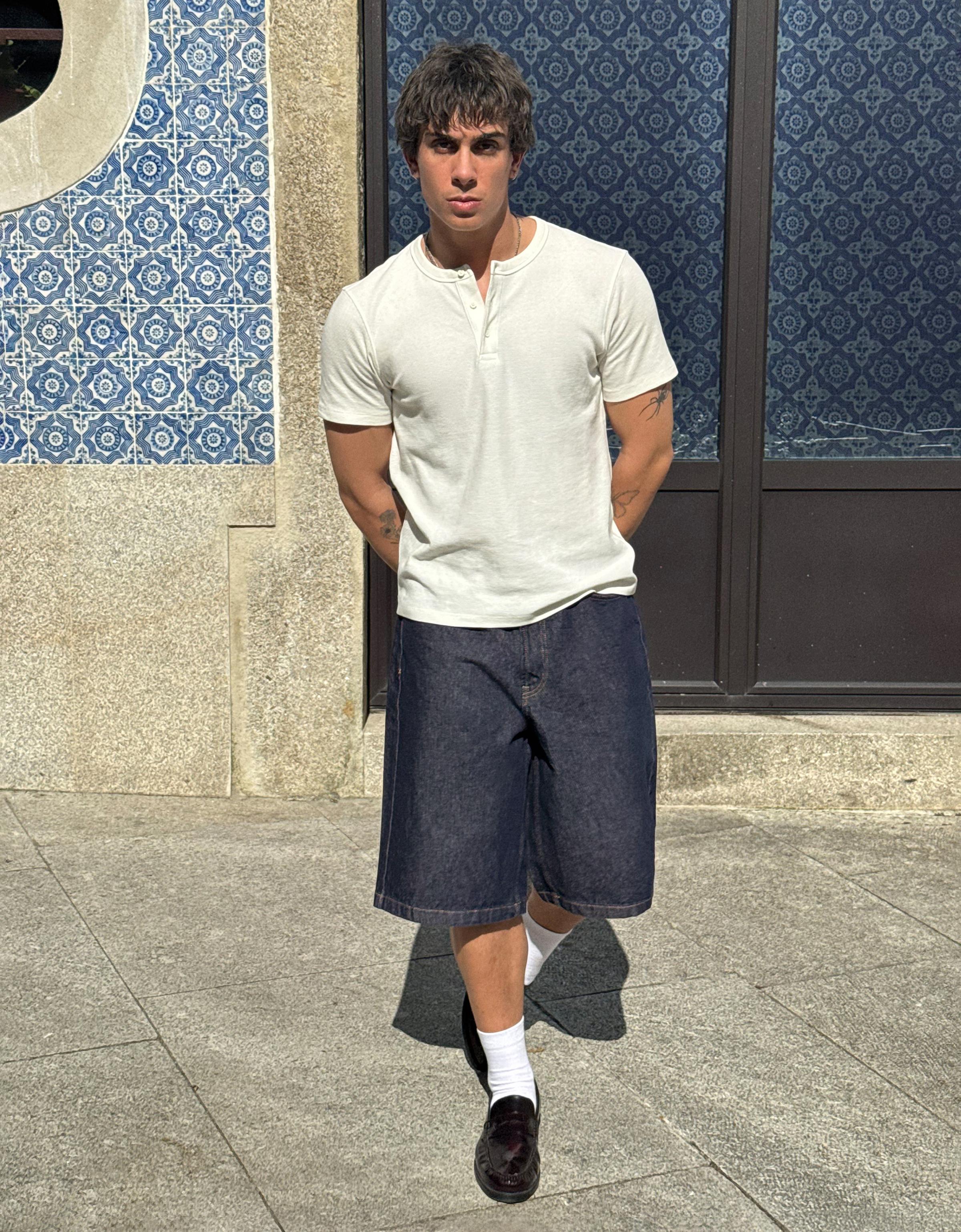 Baggy fit denim bermuda - Görsel 70