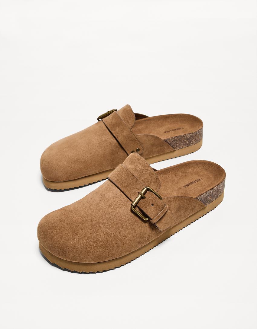 Socas fivela pormenor tachas-Marrom