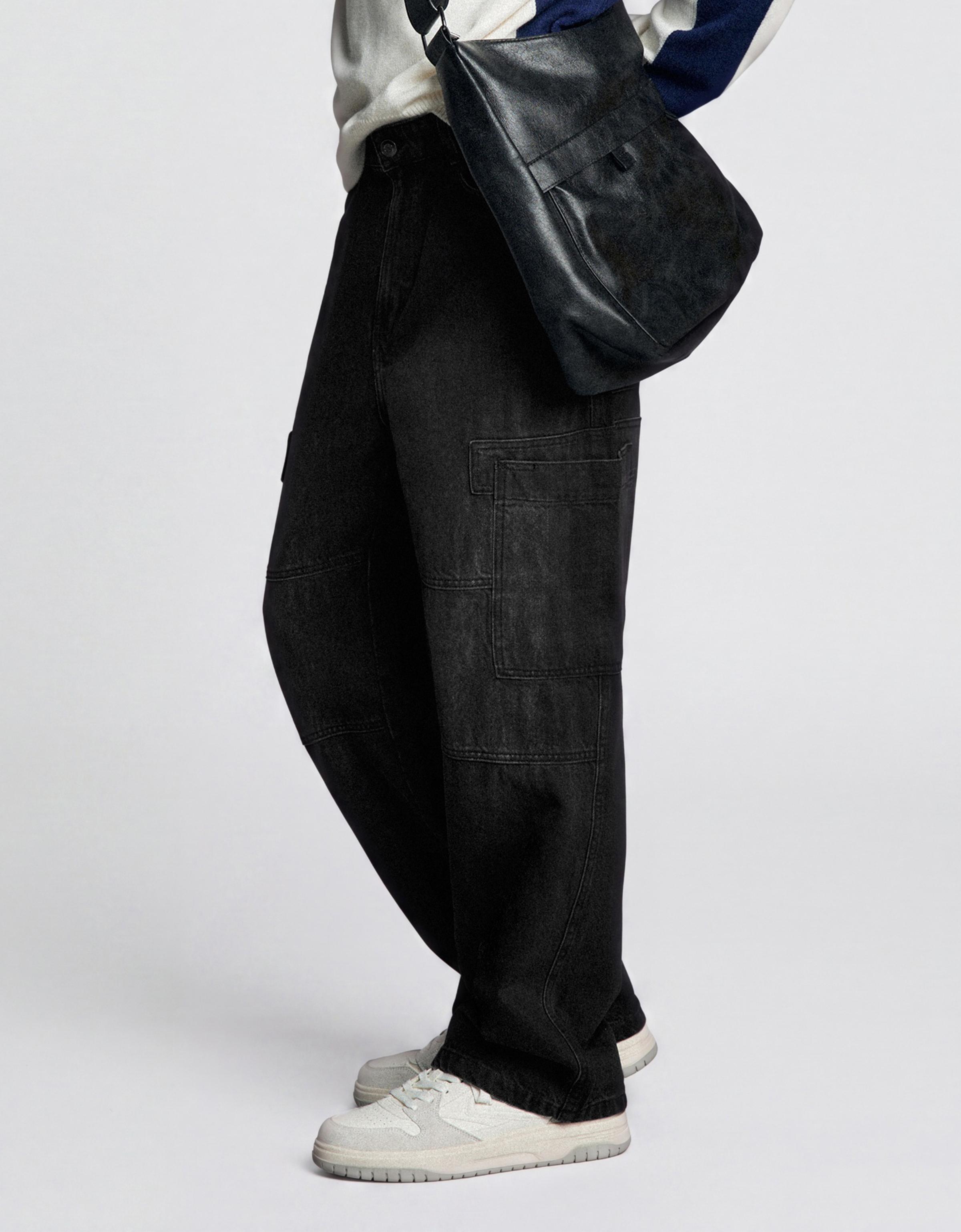 Baggy cargo jeans — Black