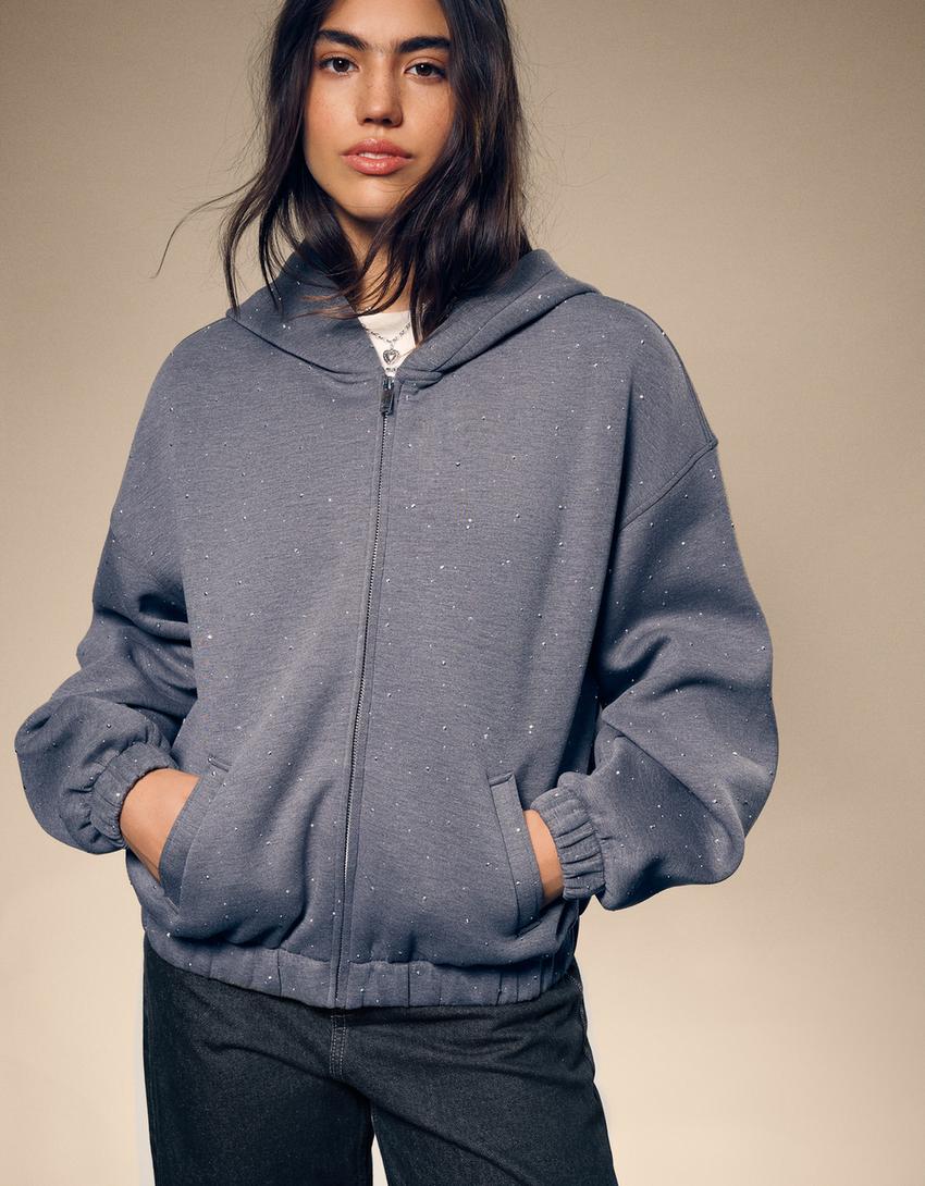 Sudadera efecto neopreno brillo-Gris oscuro