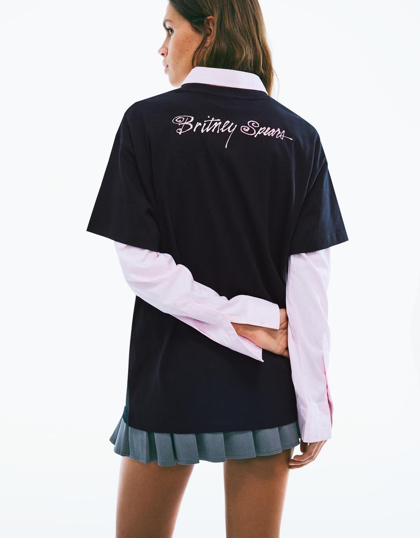 Britney Spears short sleeve print T-shirt-Black