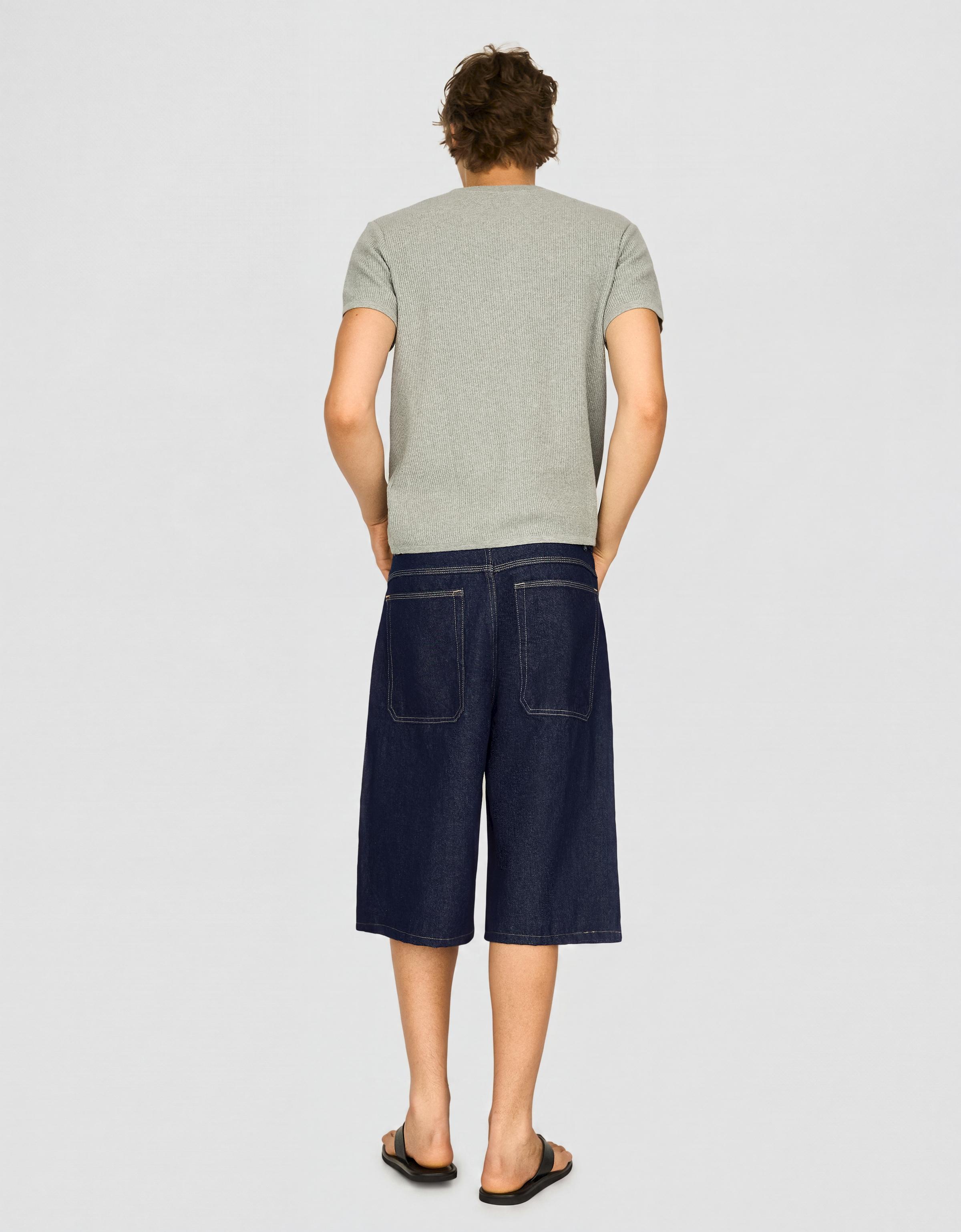 Barrel leg denim Bermuda shorts — Navy