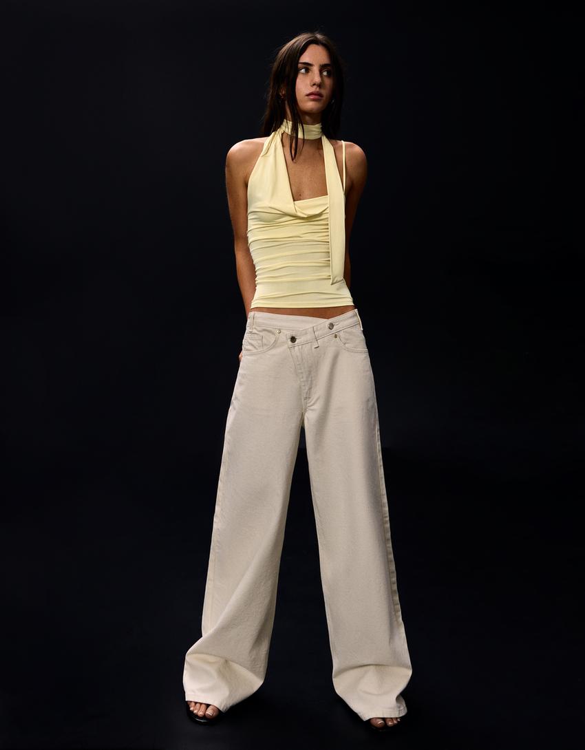 Asymmetric scarf top-Yellow