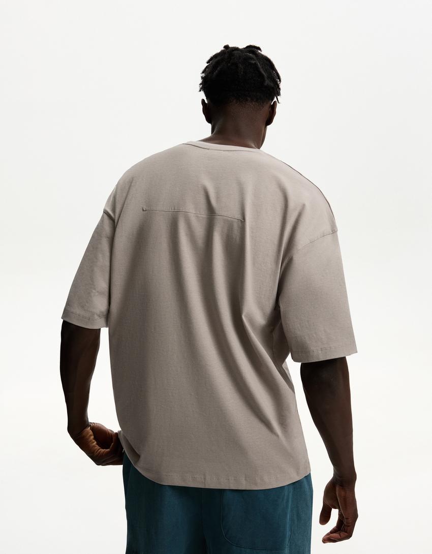 Kamiseta mahuka-motza, oversize-Grisa