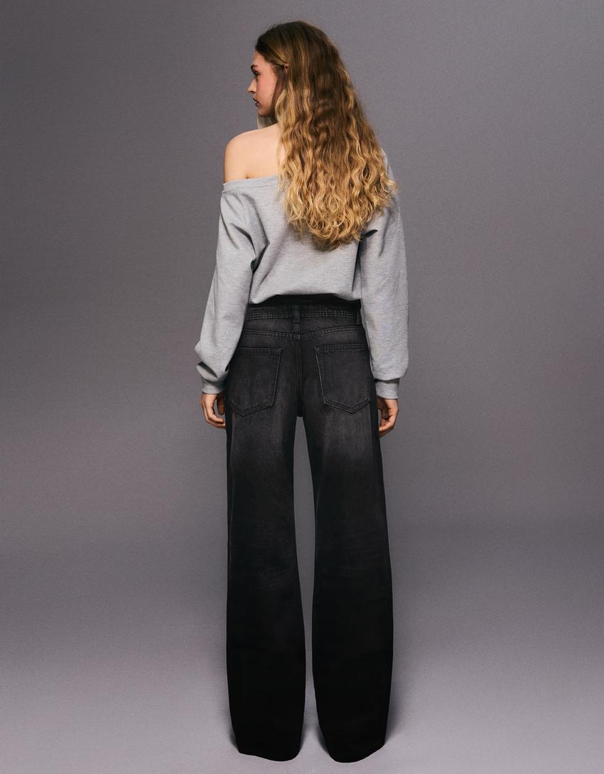 Blugi baggy talie medie-Negru