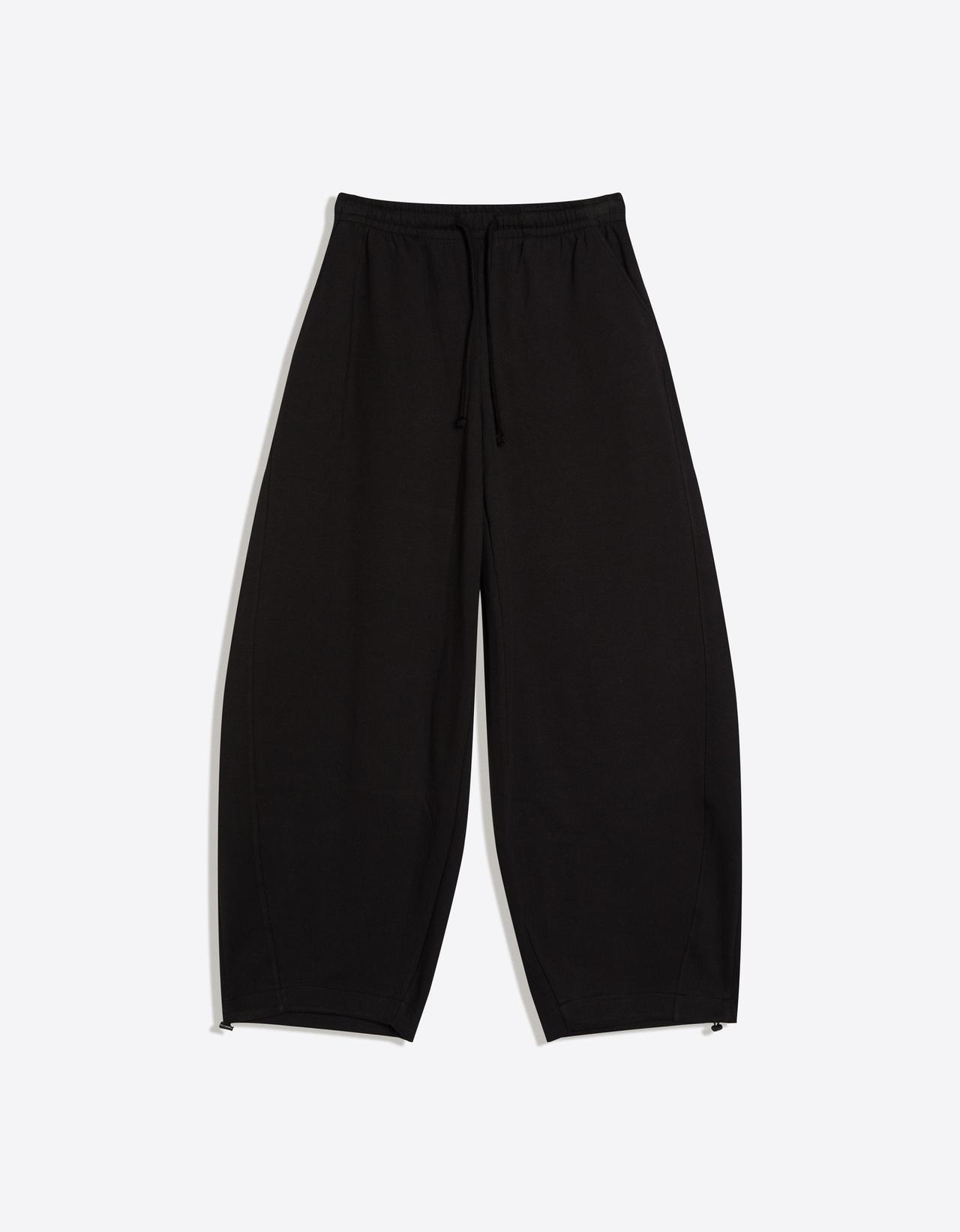 Plush barrel trousers with stoppers — Black