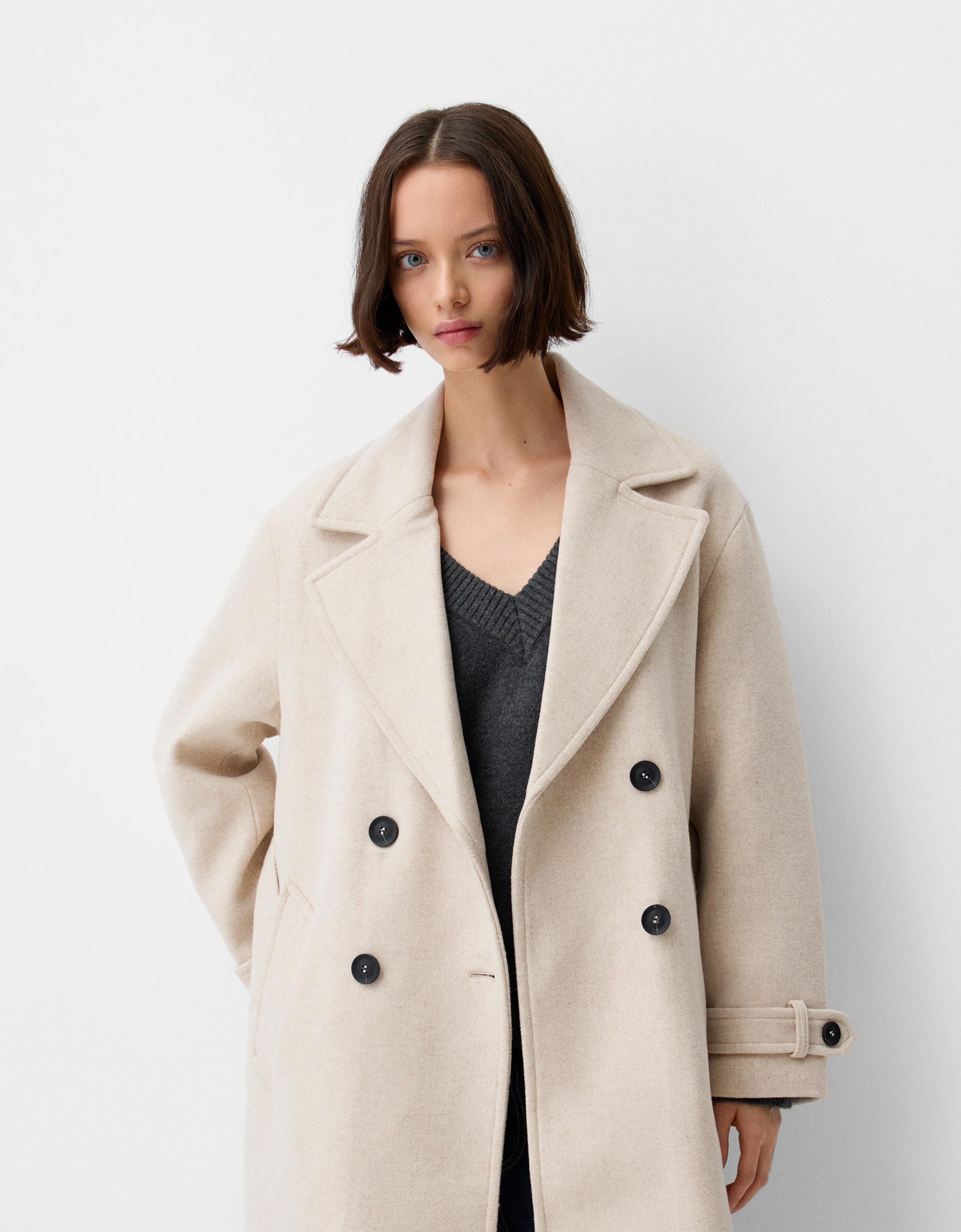 Bershka Trenchcoat Damen L Grbrochenes Weiss