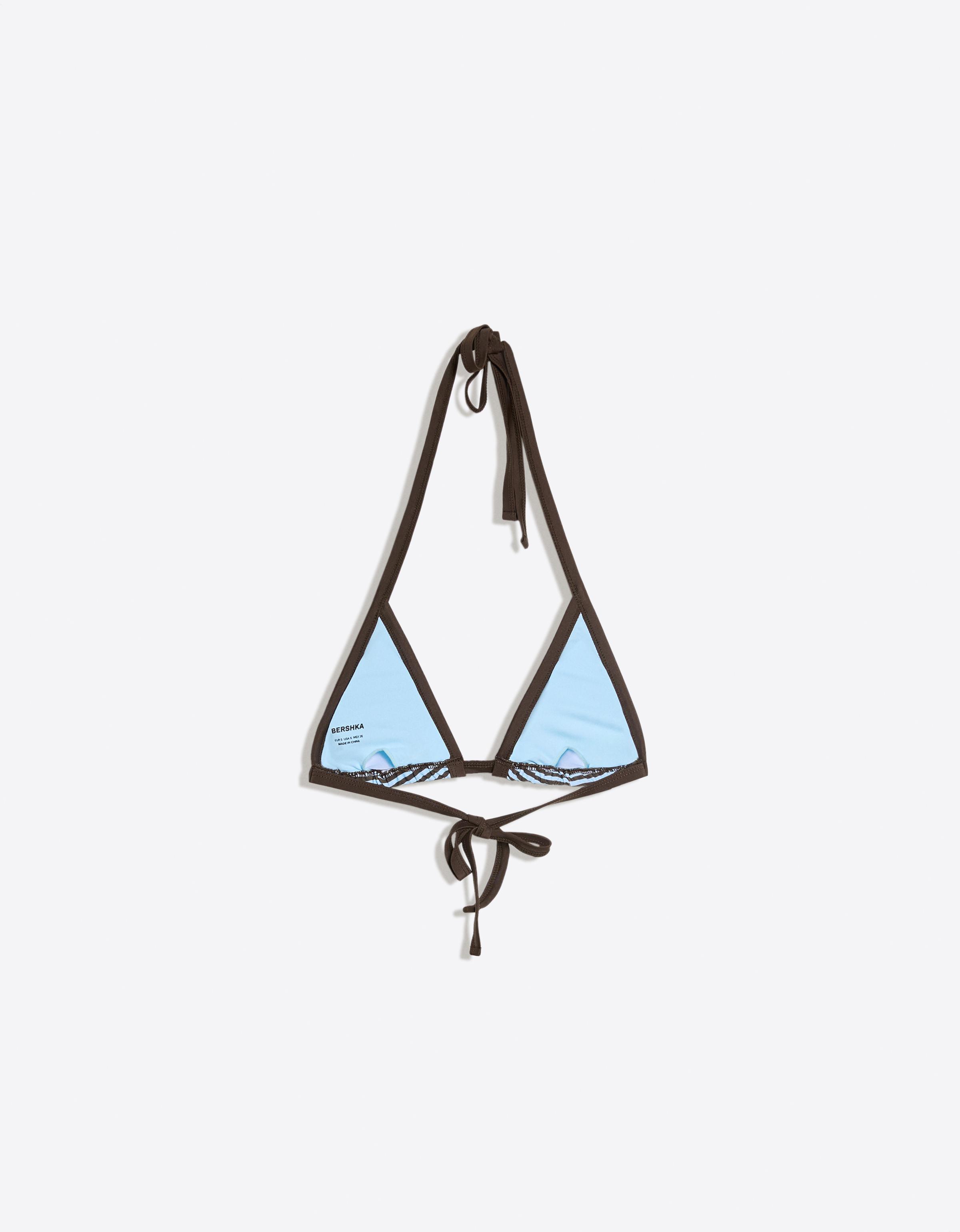 Striped triangle bikini top — Blue