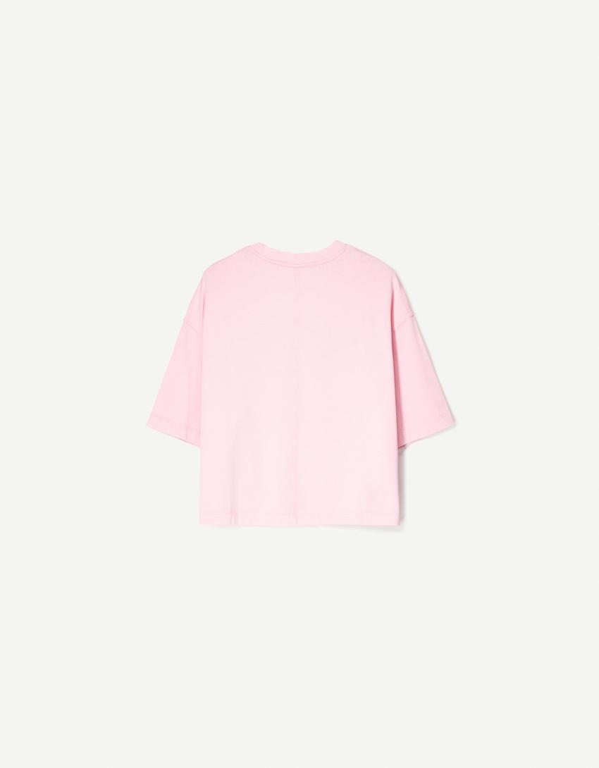 T-shirt manches courtes boxy heavy cotton-Rose