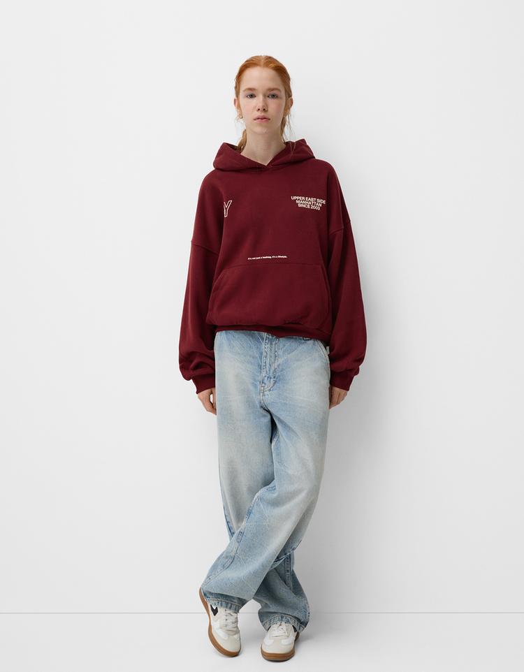 Desenli kapüşonlu sweatshirt