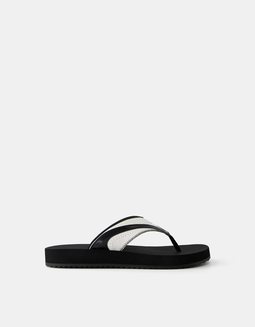 Sandália tiras efeito de caucho-Branco-5