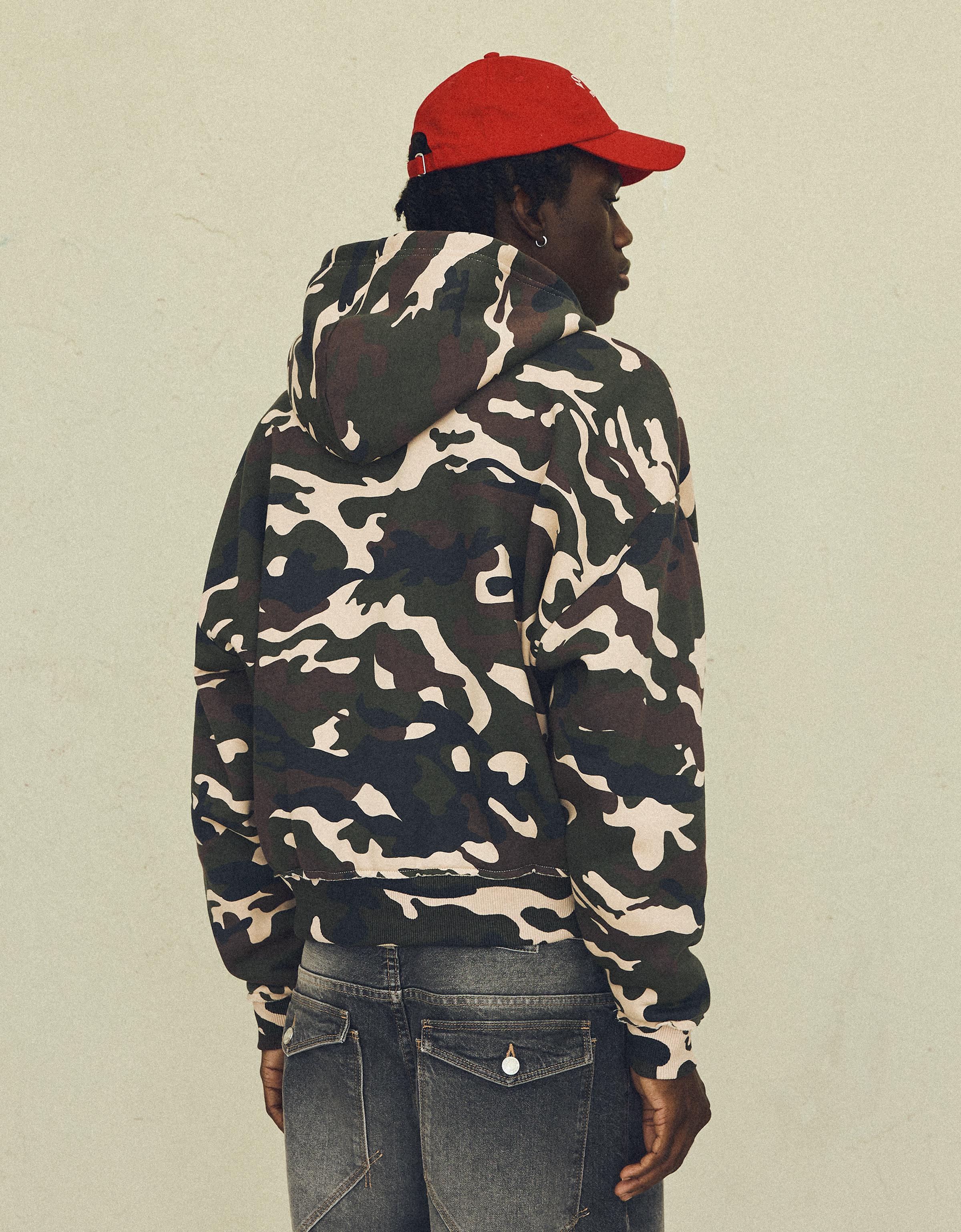 Printed zip-up hoodie — Green