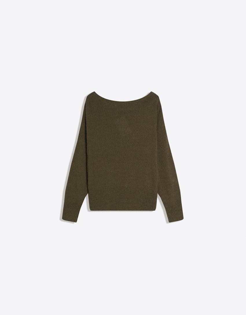 Asymmetrischer Pullover-Khaki