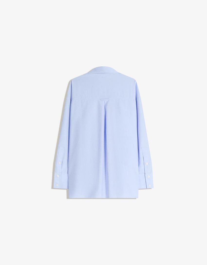 Camisa oversize de popelina-Marinho
