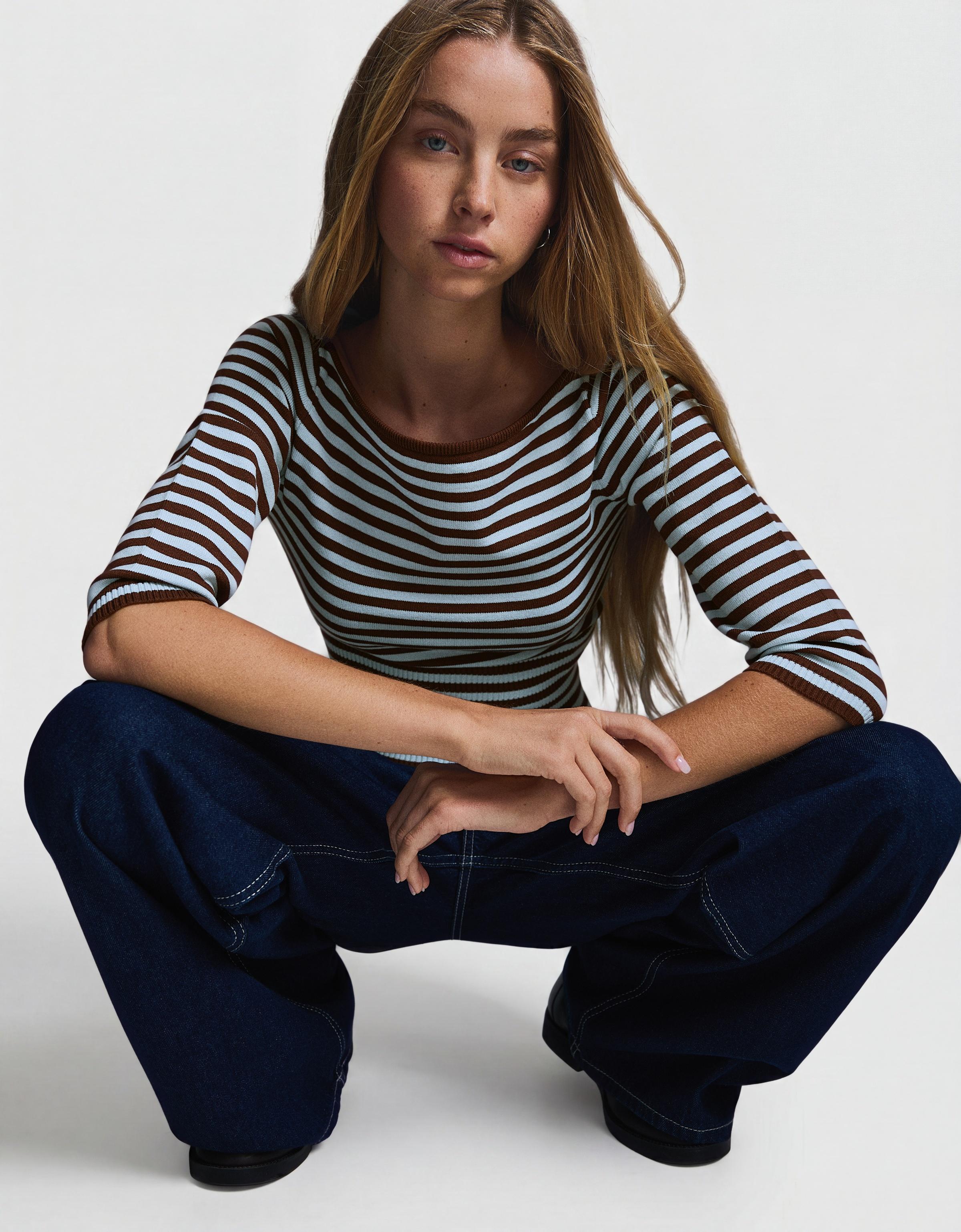 Boat neck jumper — Brown