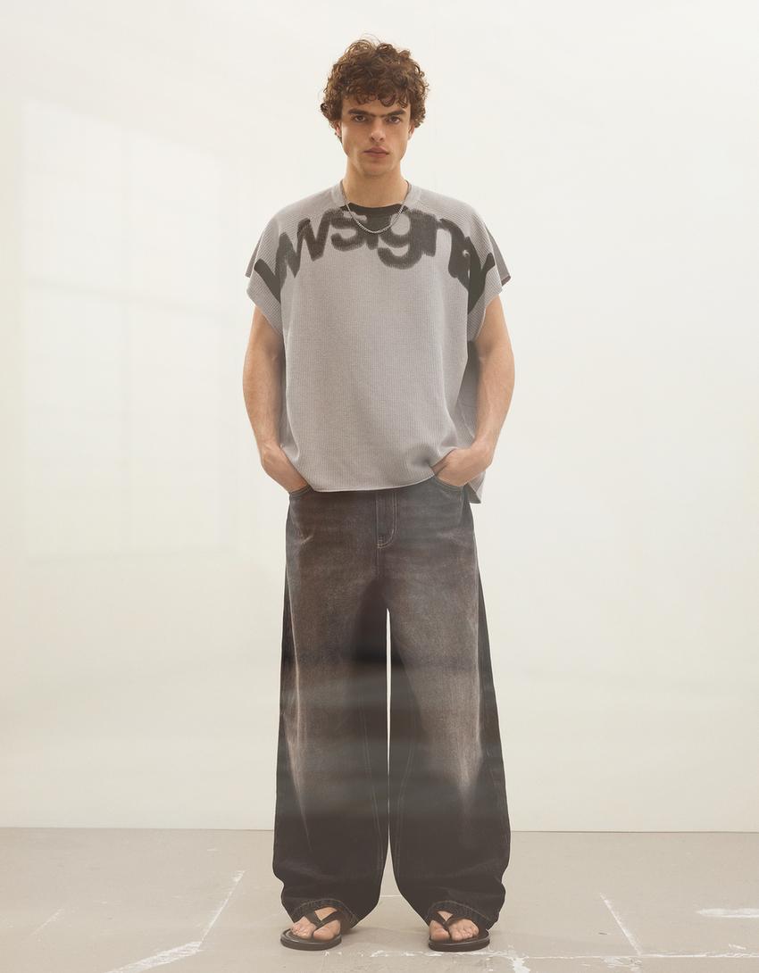 Worker graphic T-shirt-Grey