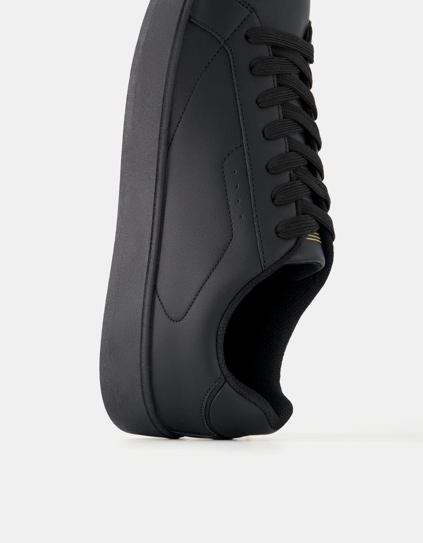 Baskets bi-matière homme-Noir-2