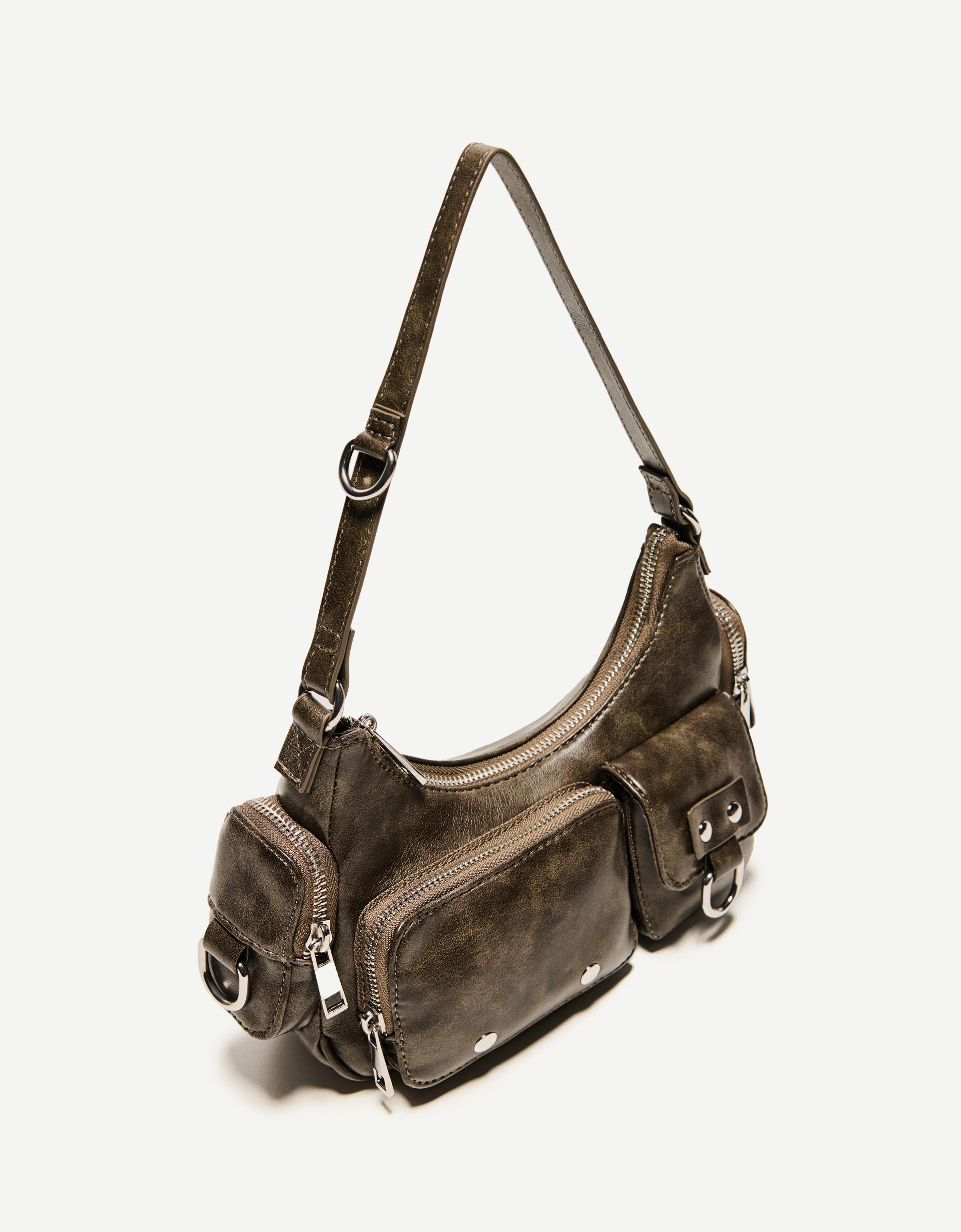 Multi-pocket shoulder bag — Dark grey