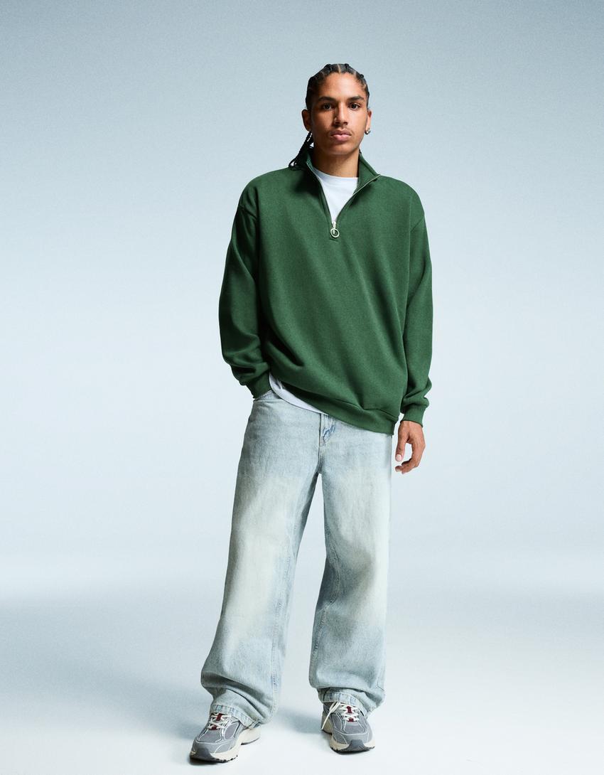 Oversize-Sweatshirt mit Rollkragen-Grün-3