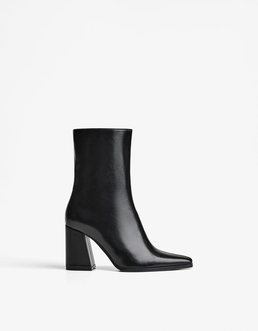 Bottines à talon large-Noir