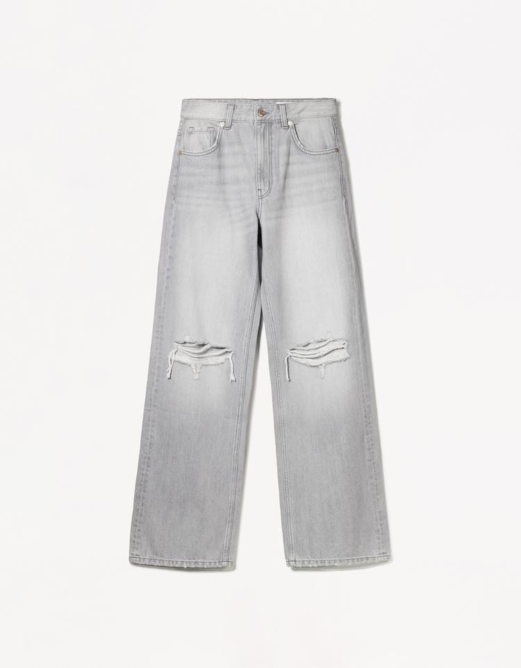 Distressed wide leg 90’s jean