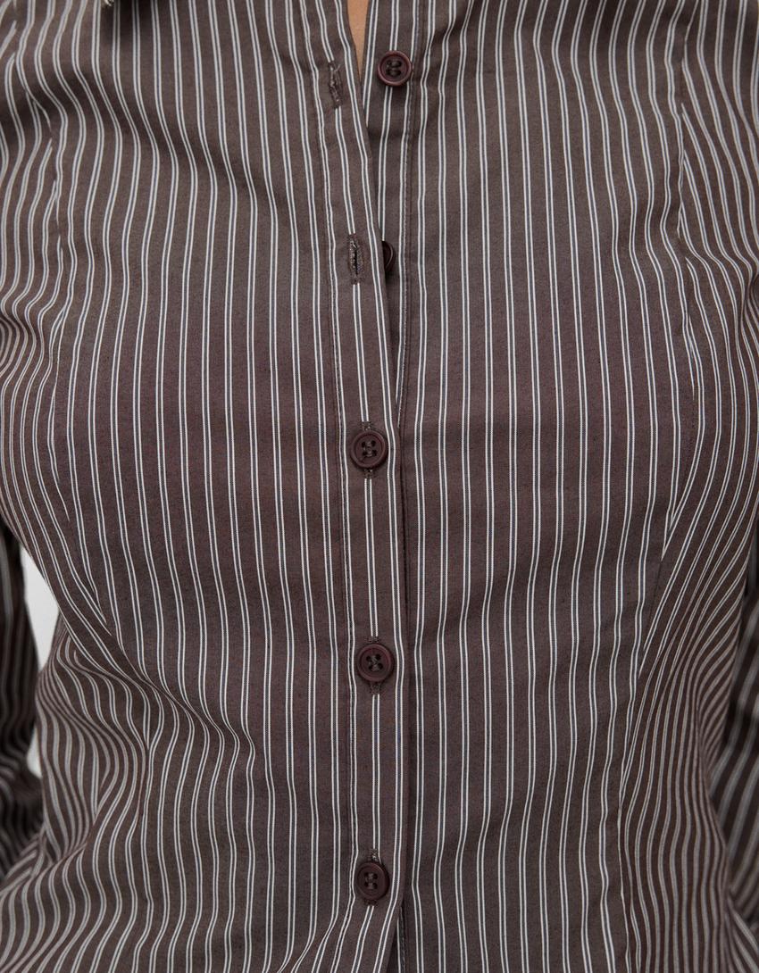 Chemise cintrée manches évasées-Marron