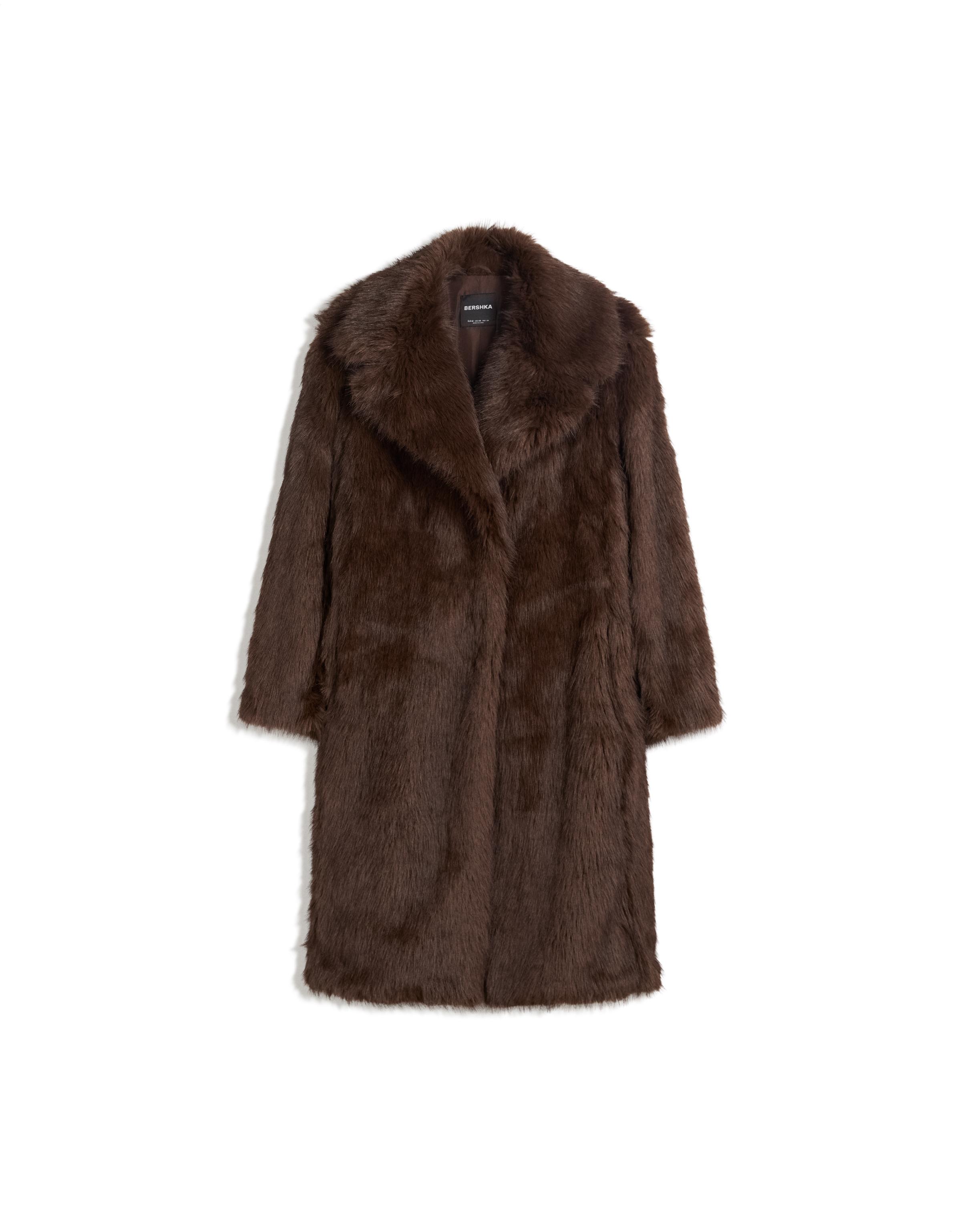 Long faux fur coat — Brown