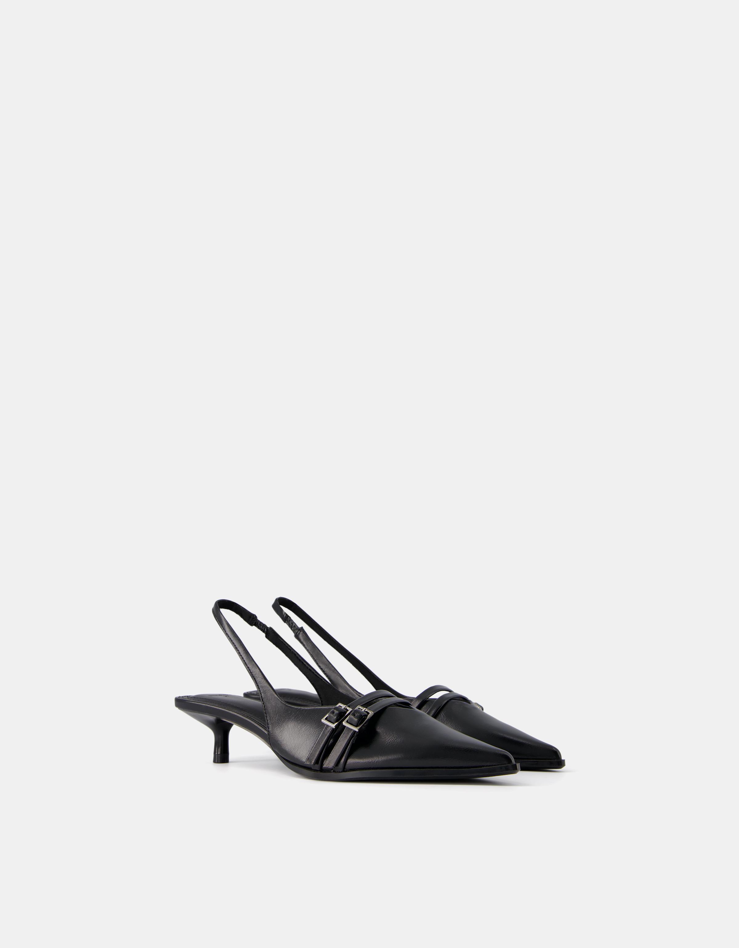 Bershka Absatzschuhe Mit Kitten-Heels Und Schnallen Damen 38 Schwarz