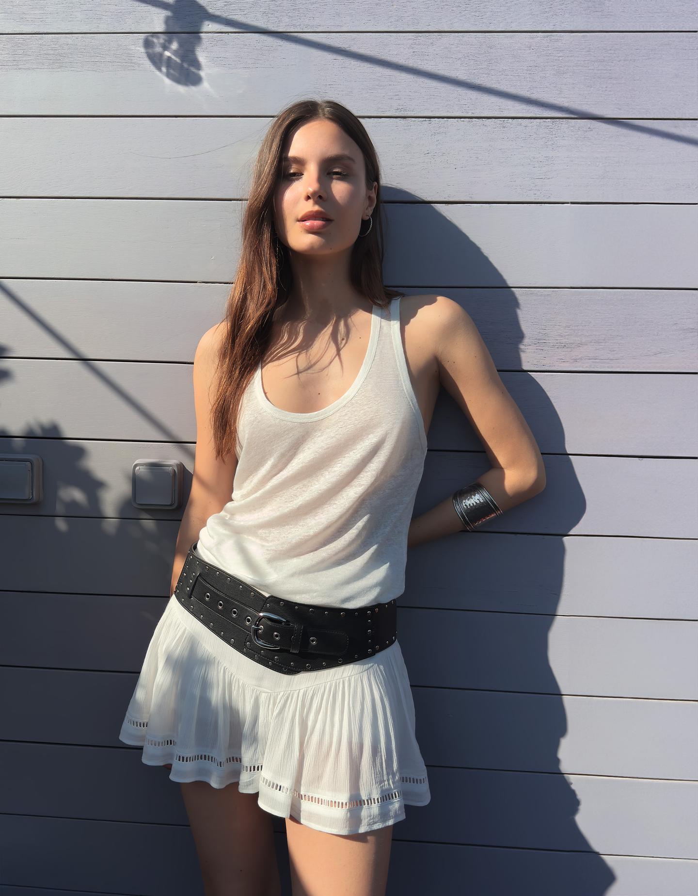 Bershka mini spódnica z fakturą biały złamany