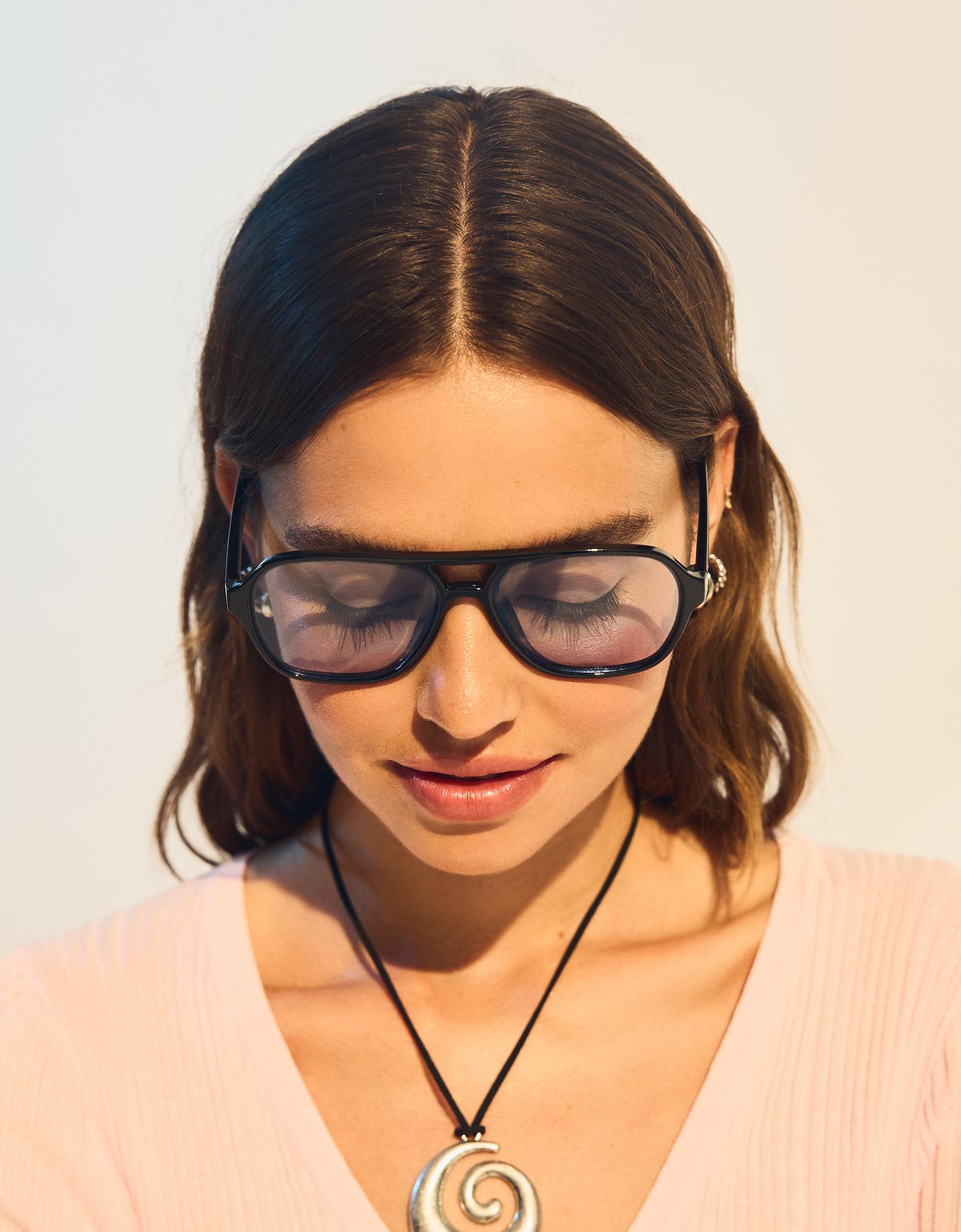 Bershka okulary z tworzywa niebieski