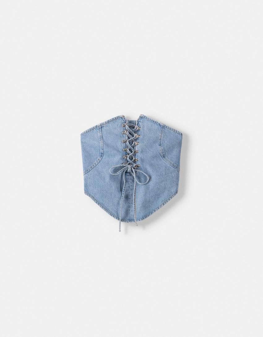 Denim top and jeans set-Light blue-3