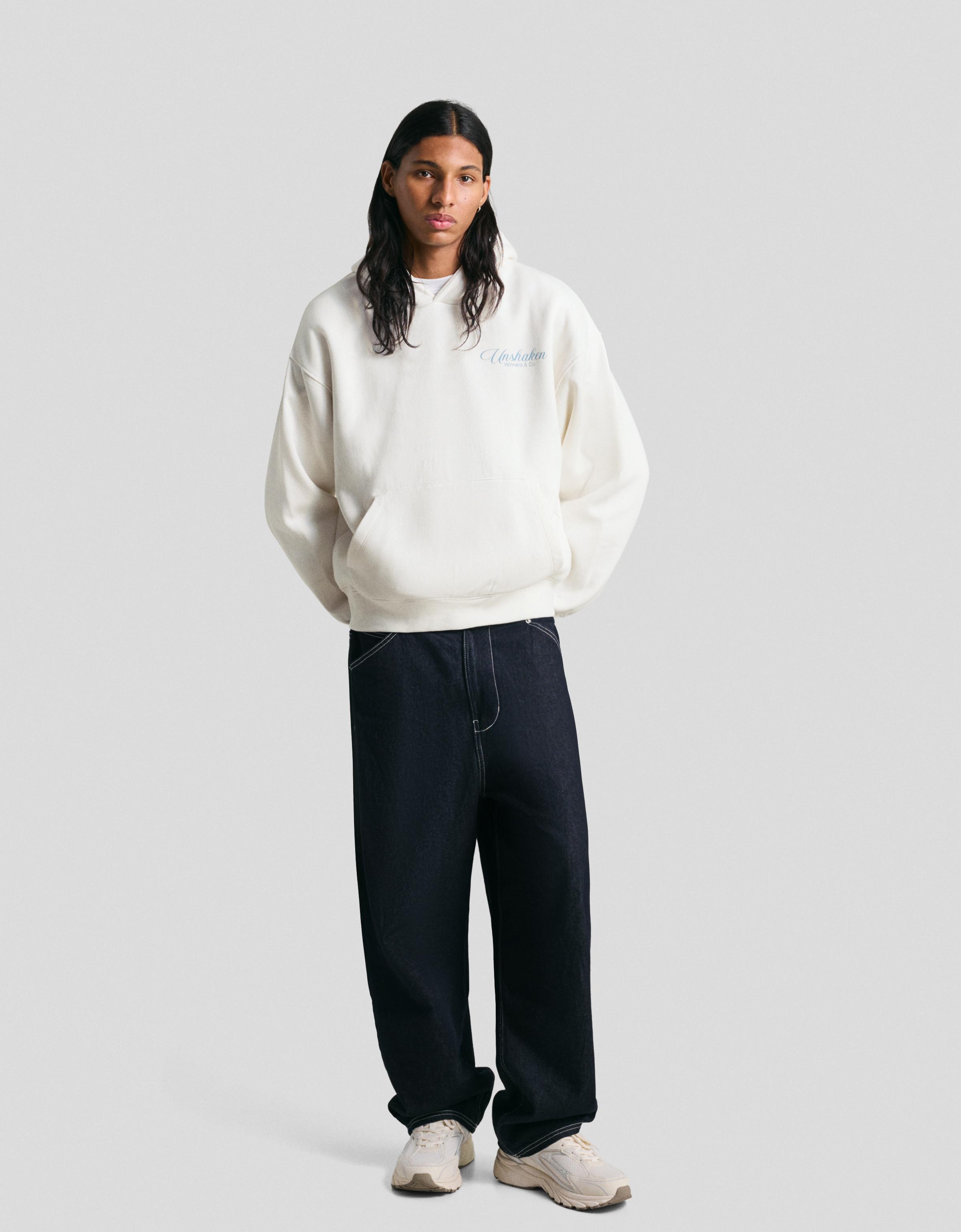 Thumbnail - Bershka Kapuzen-Sweatshirt Mit Print Herren Xl Weiss