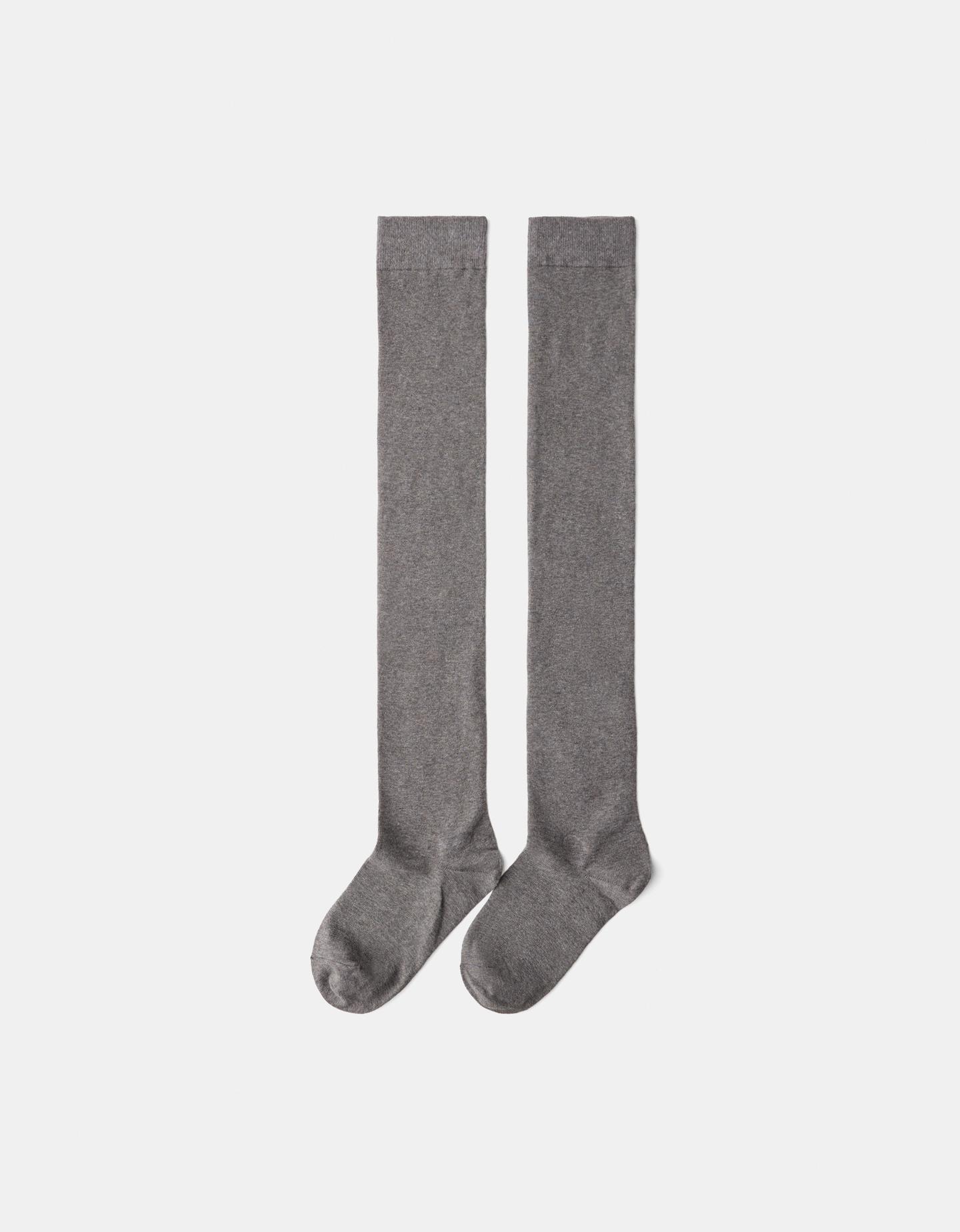 Bershka Calcetines Alto Rodilla Mujer Gris Oscuro