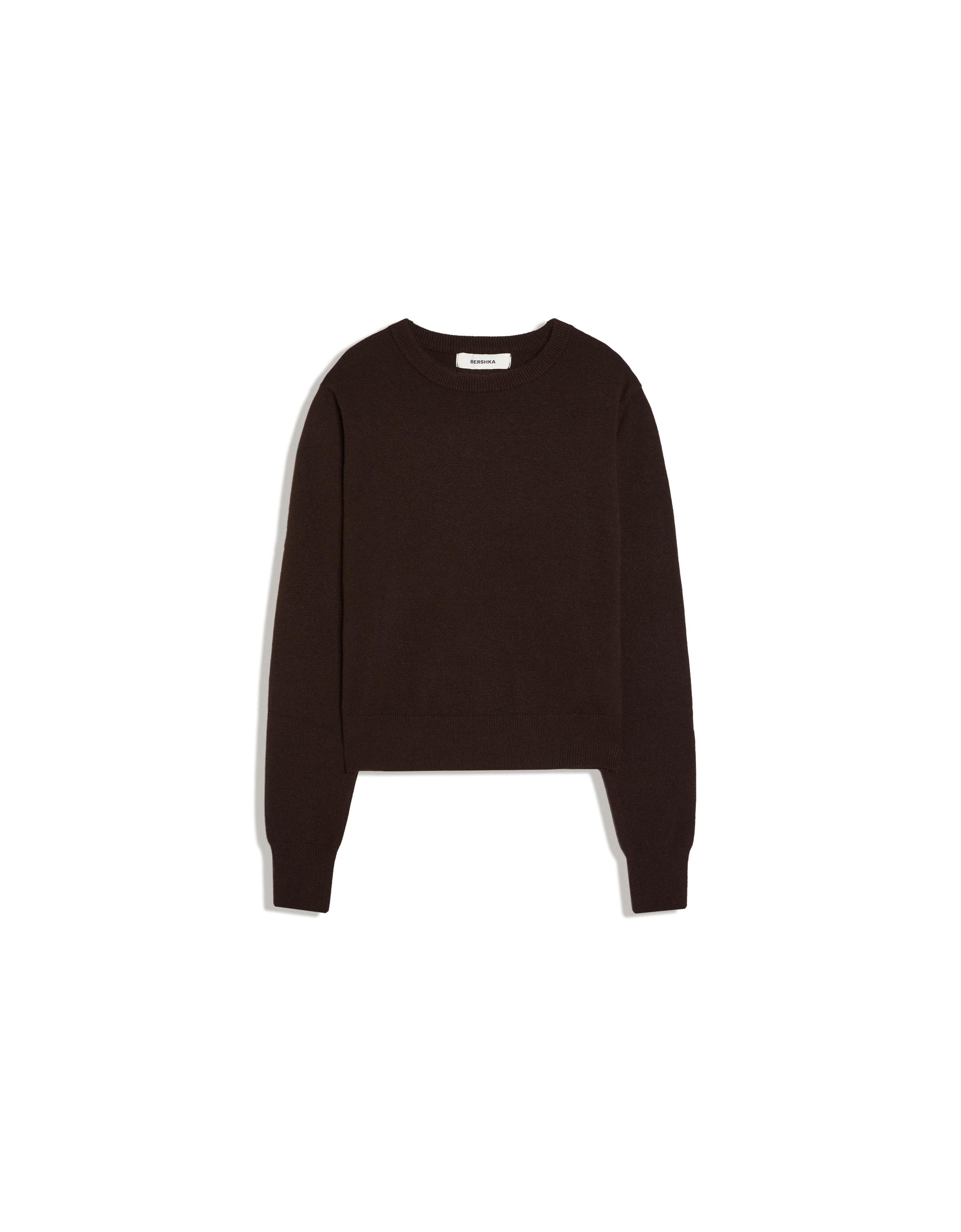Round neck jumper — Brown
