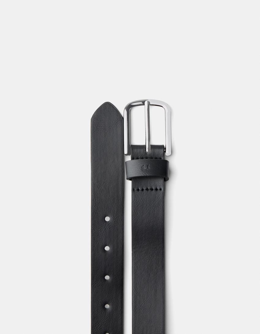 Thin faux leather belt-Black