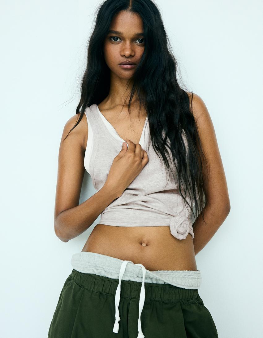 Double-strap camisole top-Grey