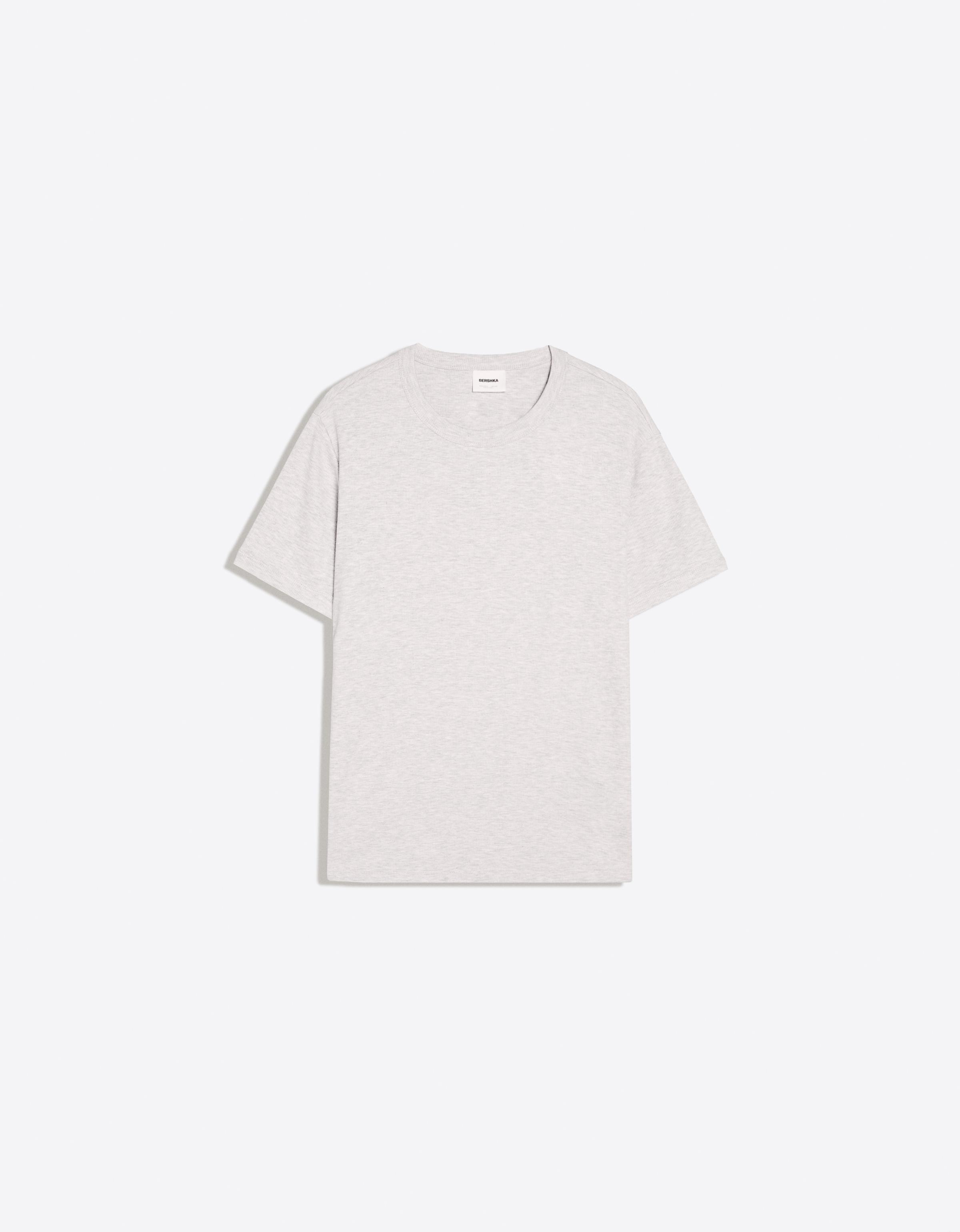 Bershka Camiseta Canalé Slim Fit Hombre Gris