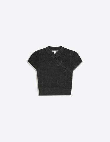 Short sleeve knit jumper with clasp — Dark grey 5