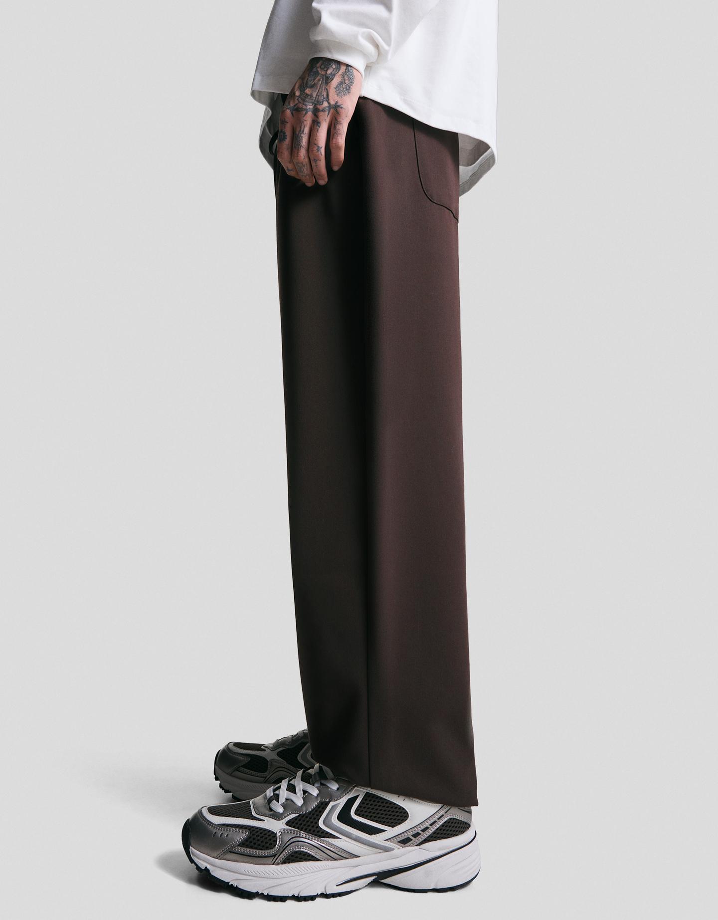 Bershka spodnie jogger o kroju straight tailoring brązowy