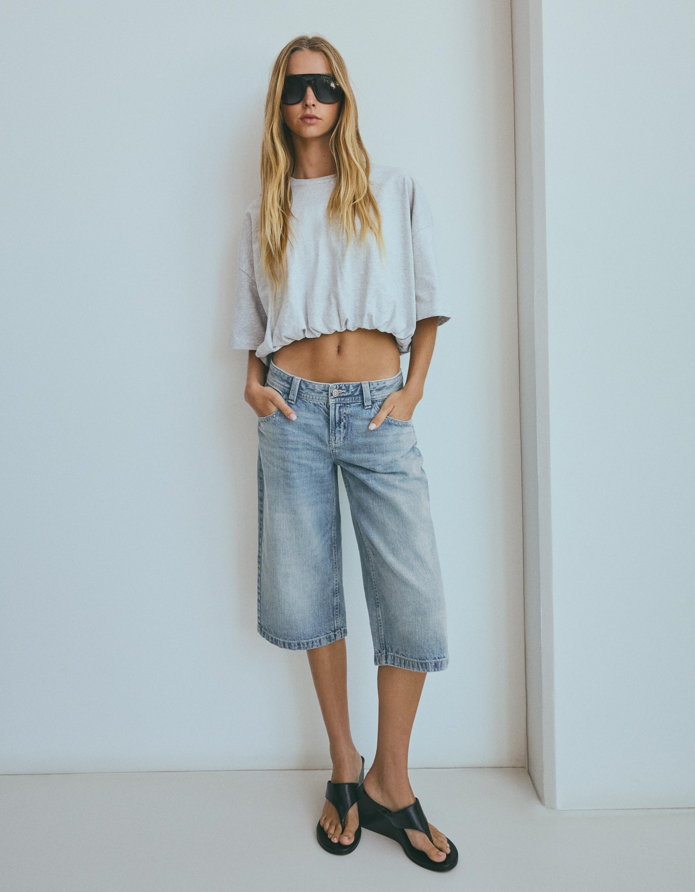 Bermuda Denim Straight Mujer 38 Azul Lavado