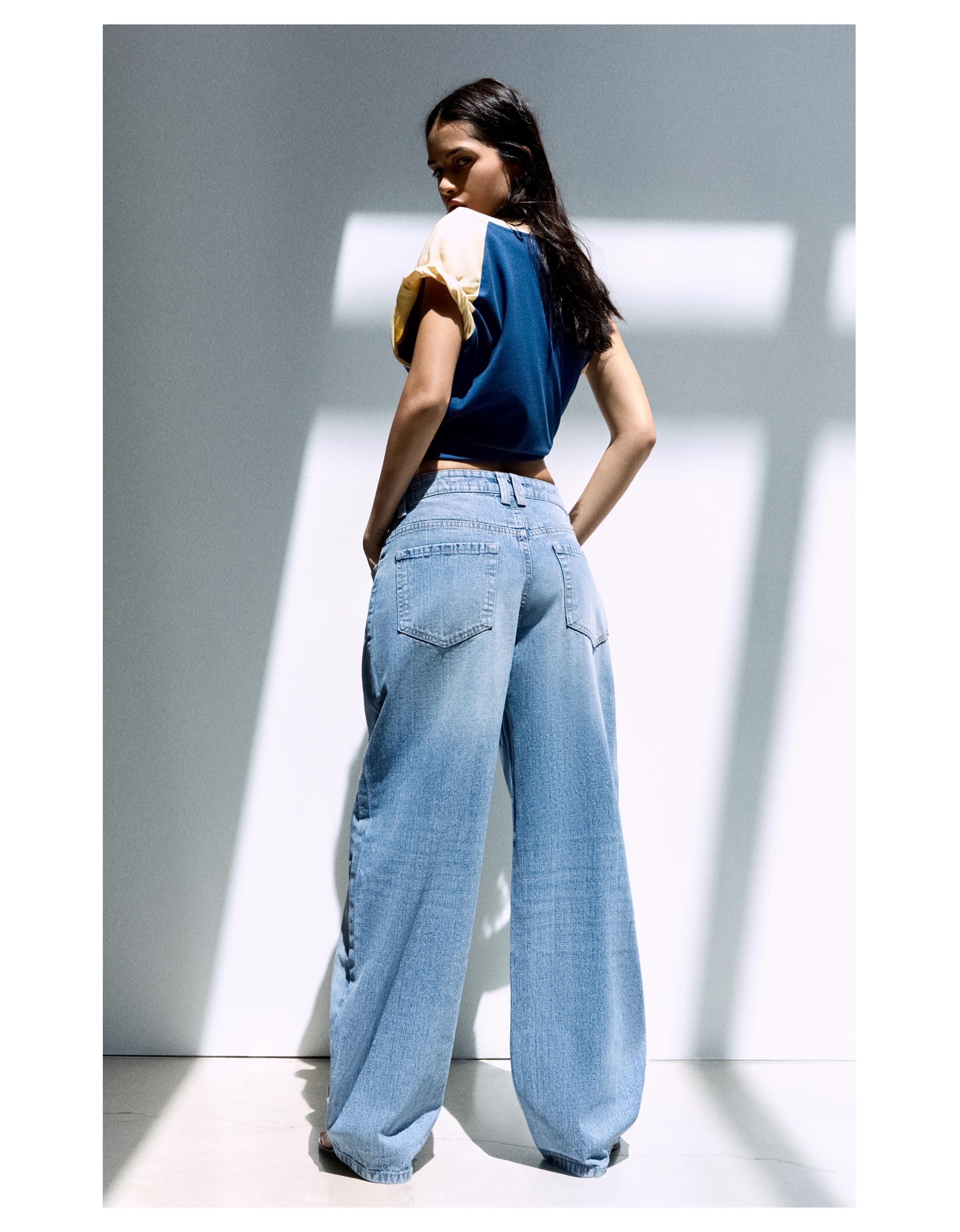 Low-rise baggy barrel jeans — Light blue