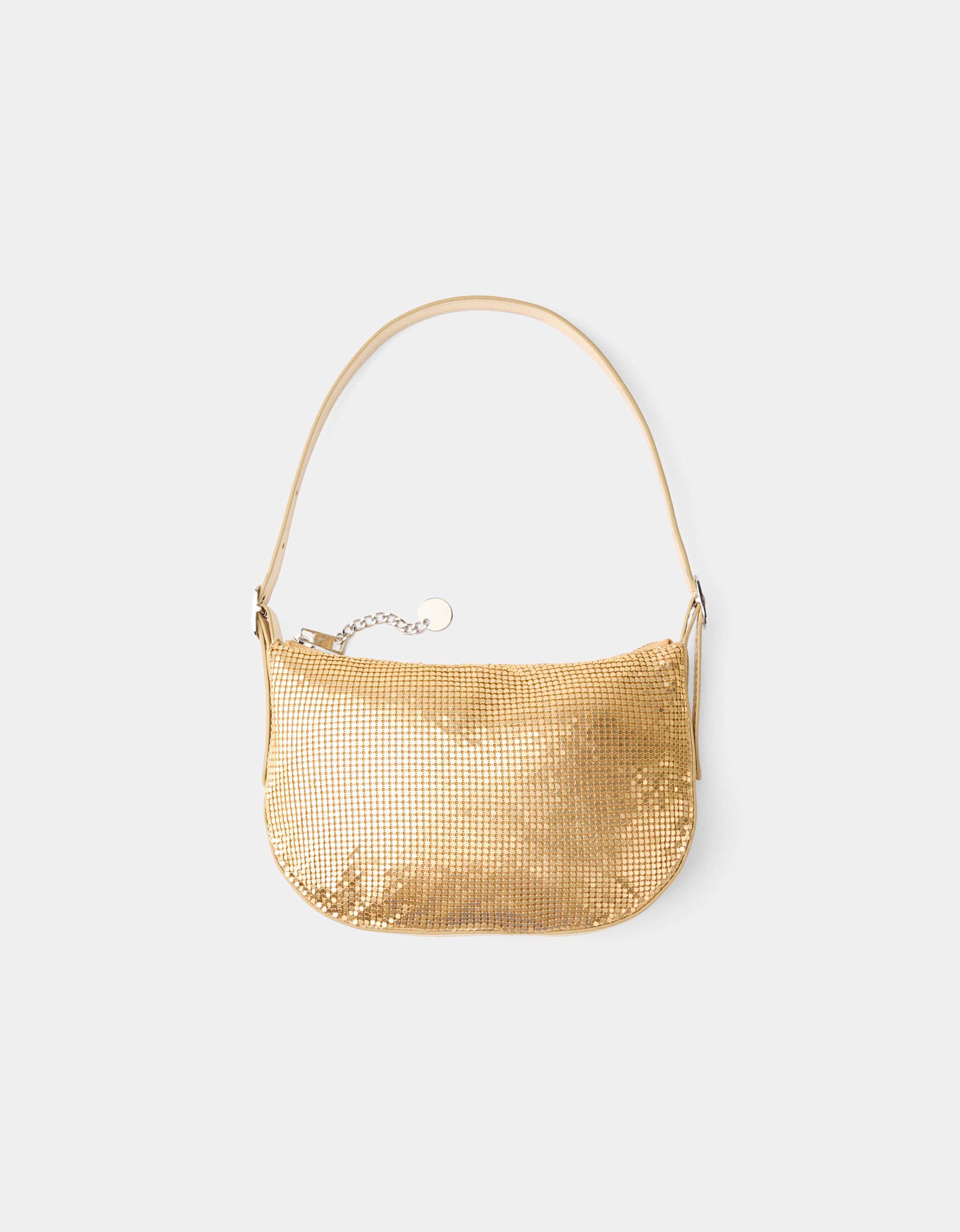 Bershka Goldfarbene Tasche Aus Mesh Damen Gold